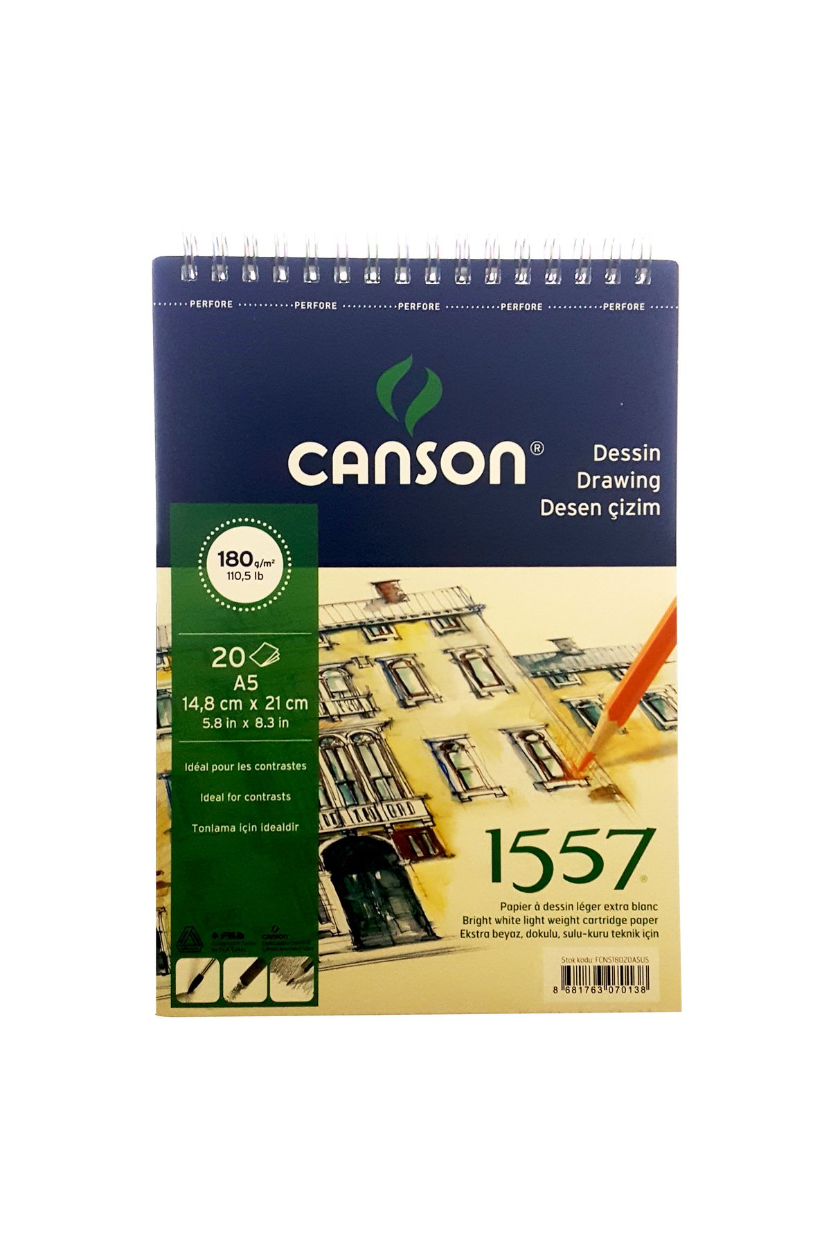 Canson 1557 Desen ÇizimDefteri 180gr. 20 Yapr...