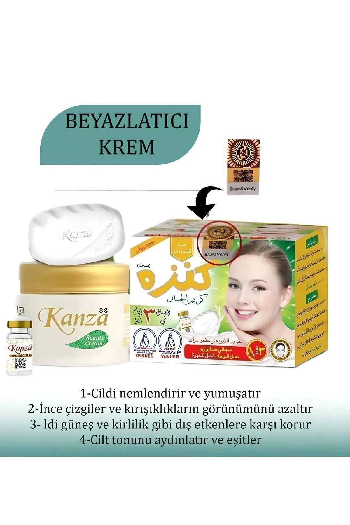 AİLY COSMETİCS Kanza 3'lüBeyazlatıcı, , Krem...