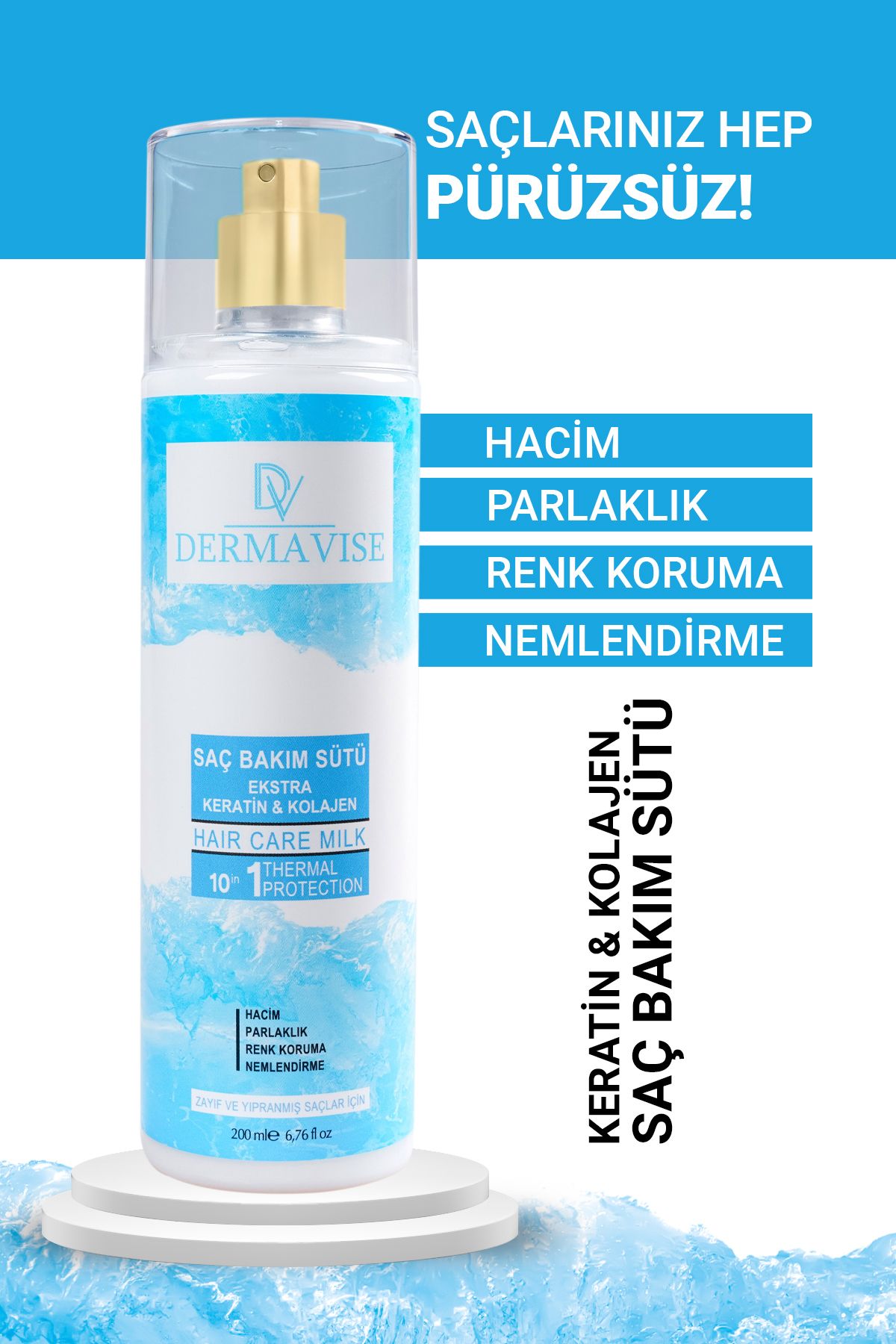 DermaviseKeratin Kolajen SaçBakım Sütü 200 ml