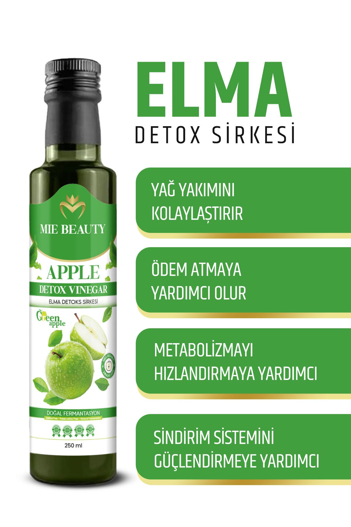 MİE BEAUTY Detox Elma SirkesiZayıflama1 Ödem...