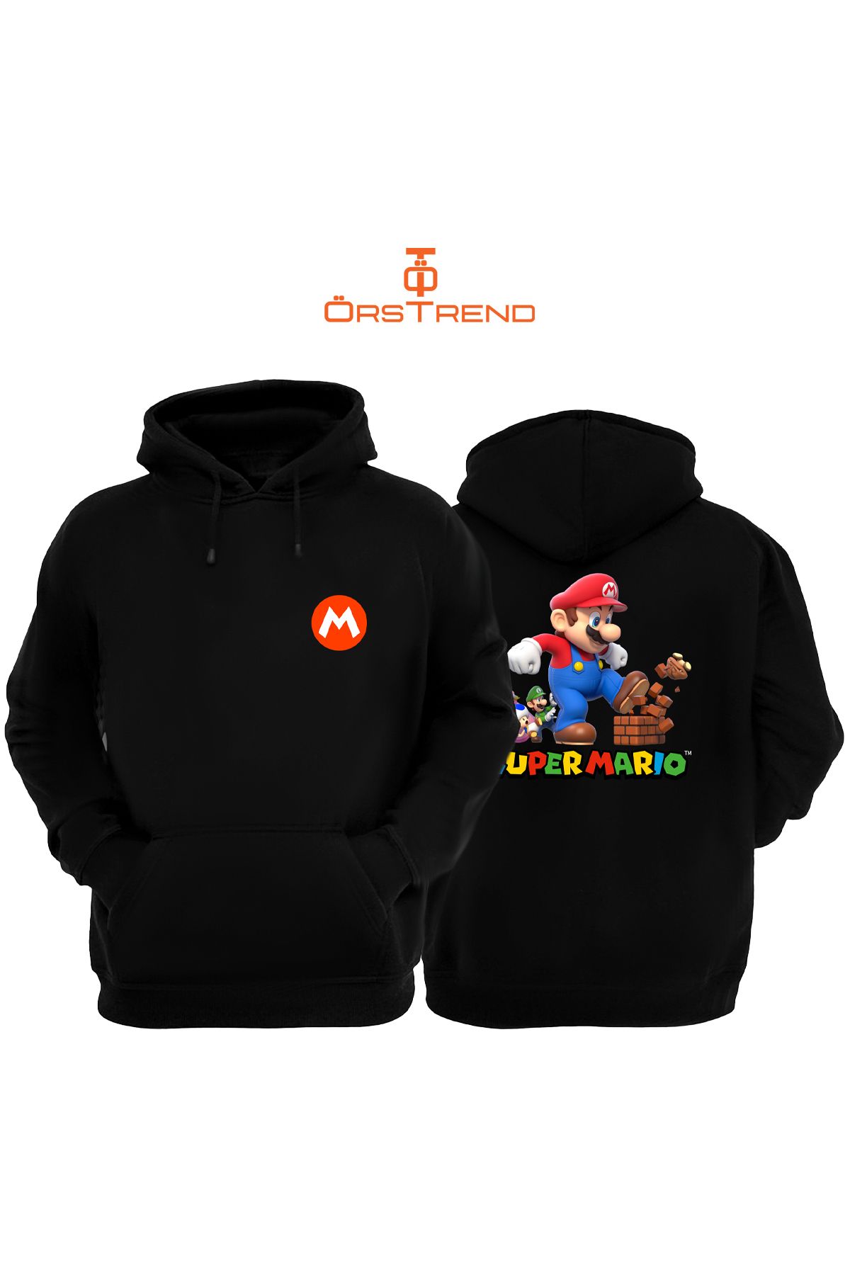 ÖRSTRENDSuper Mario BaskılıUnisex Kapşonlu Sw...