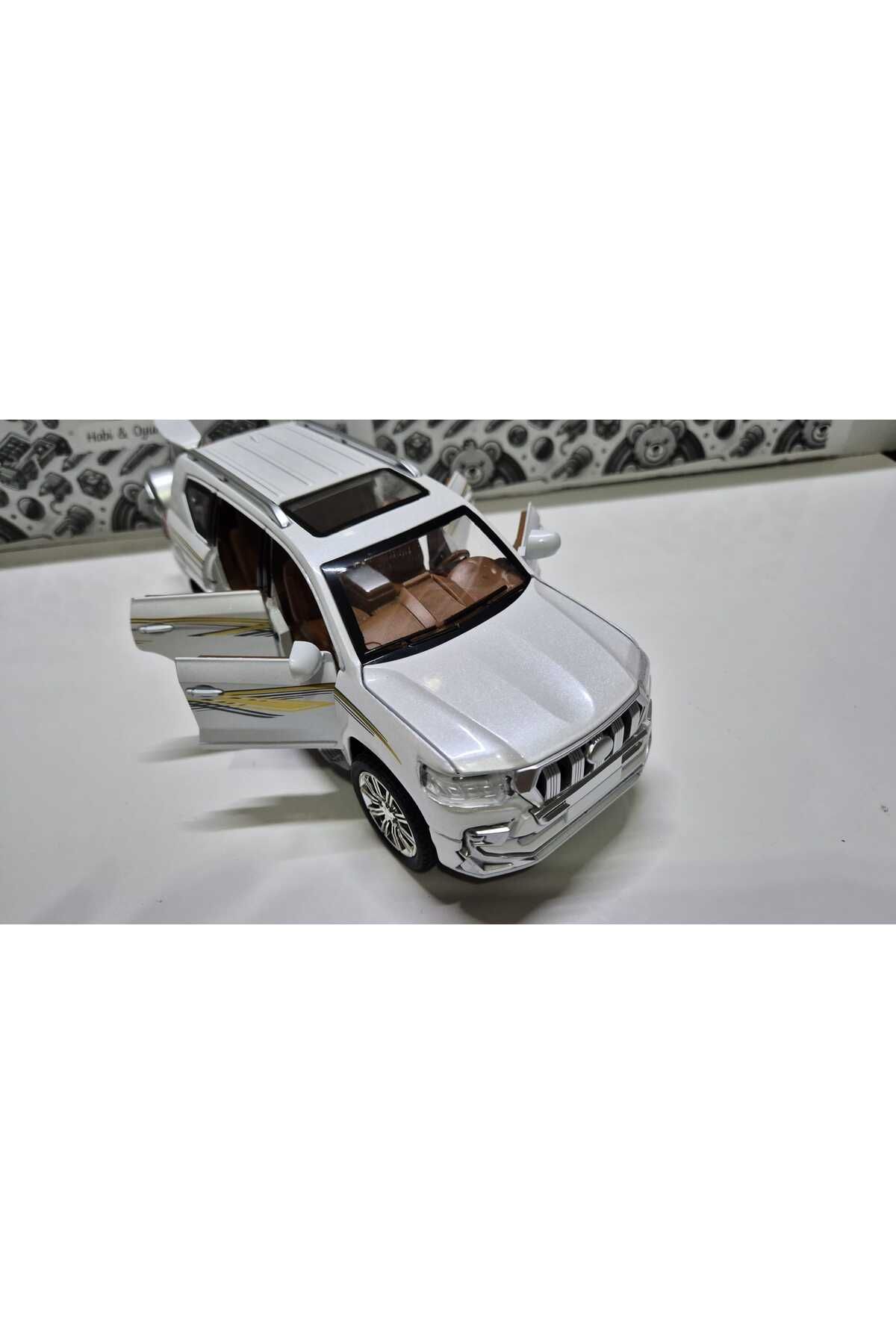 Diecast Model Araç Metal Oyuncak Araba Toyota Land Cruiser Prado 20 Cm Jeep-far Stop Işık-seslı