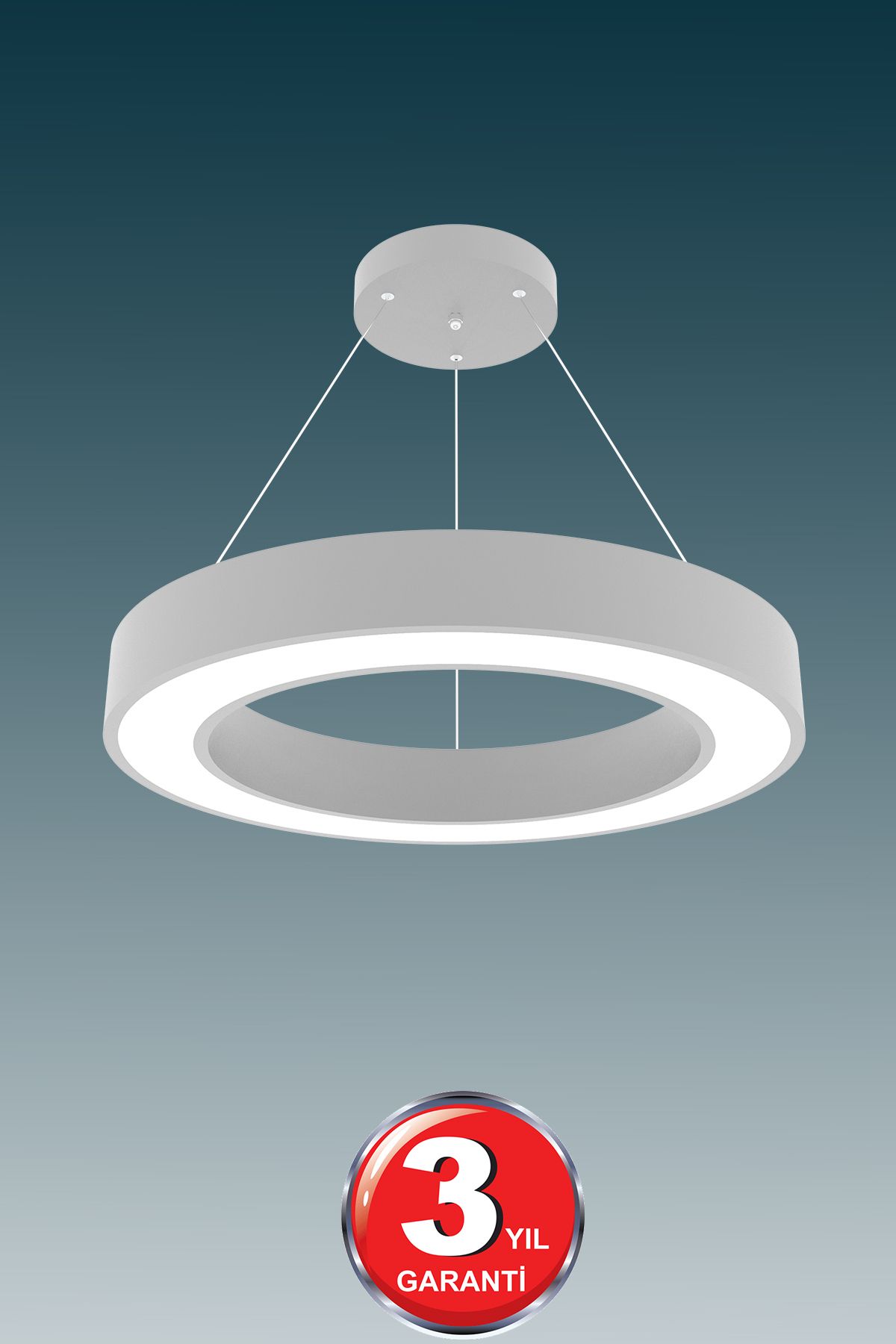 Anello ( Gri Kasa, Beyaz Işık ) Ledli Modern Led Avize, Salon, Mutfak, Antre, Halka, Masa, Sarkıt