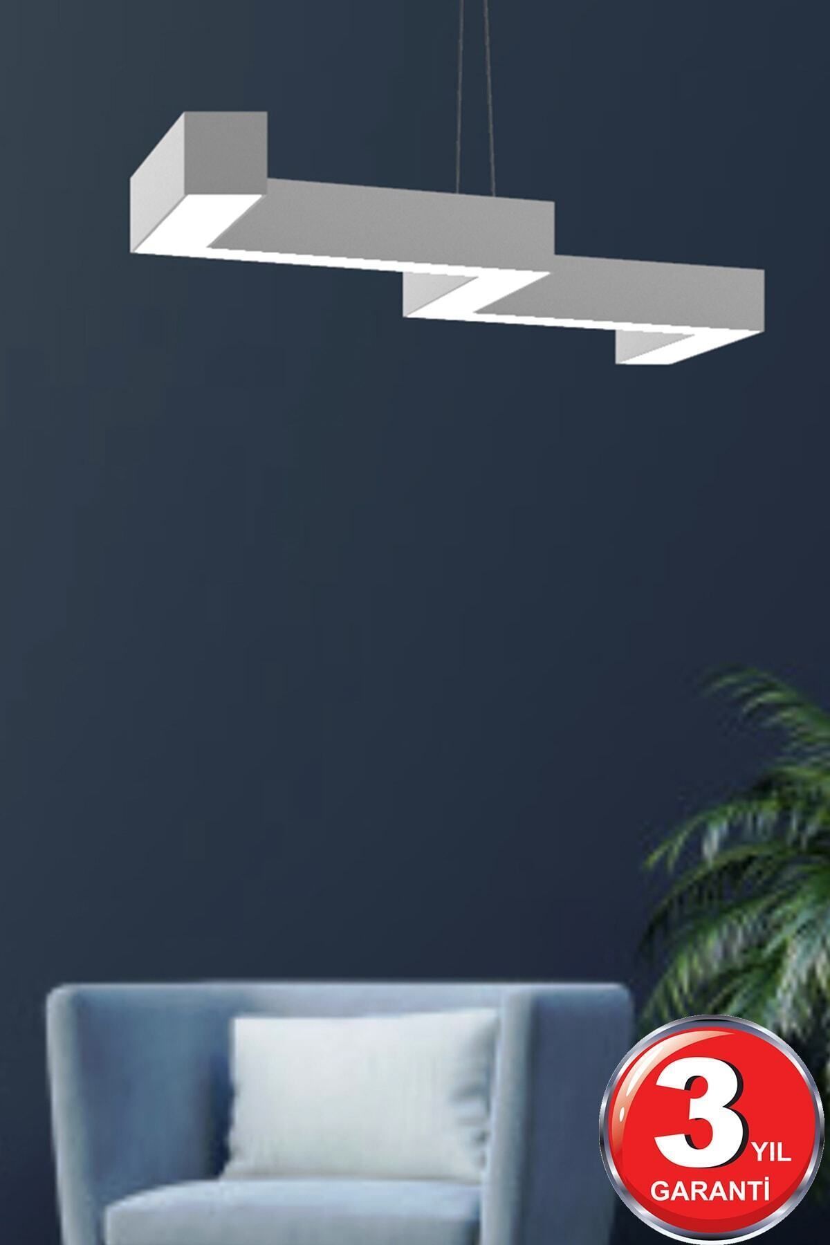 Zigzag ( Gri Kasa, Beyaz Işık ) Ledli Modern Led Avize, Salon, Mutfak, Oturma Yatak Odası, Sarkıt