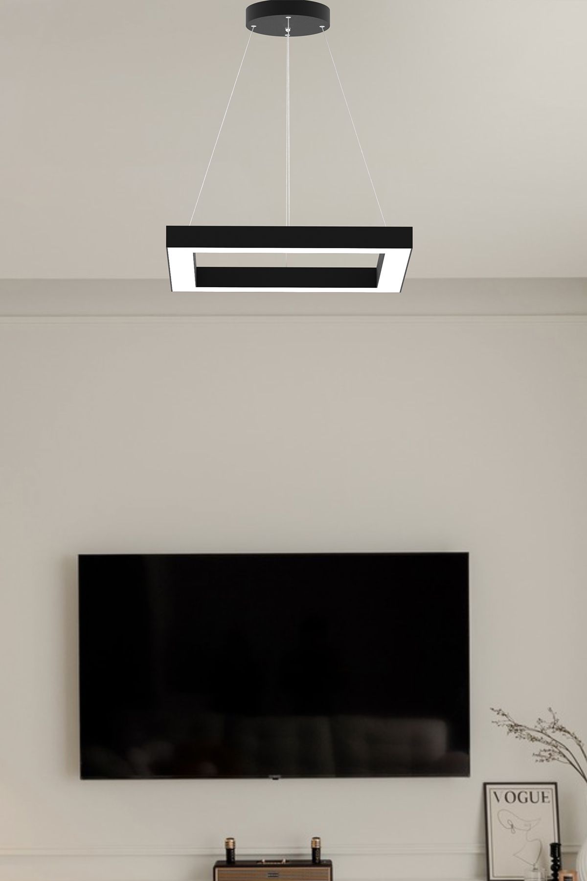 Quattro ( Siyah Kasa, Beyaz Işık ) Ledli Modern Led Avize, Salon, Mutfak, Oturma Yatak Odası, Sarkıt