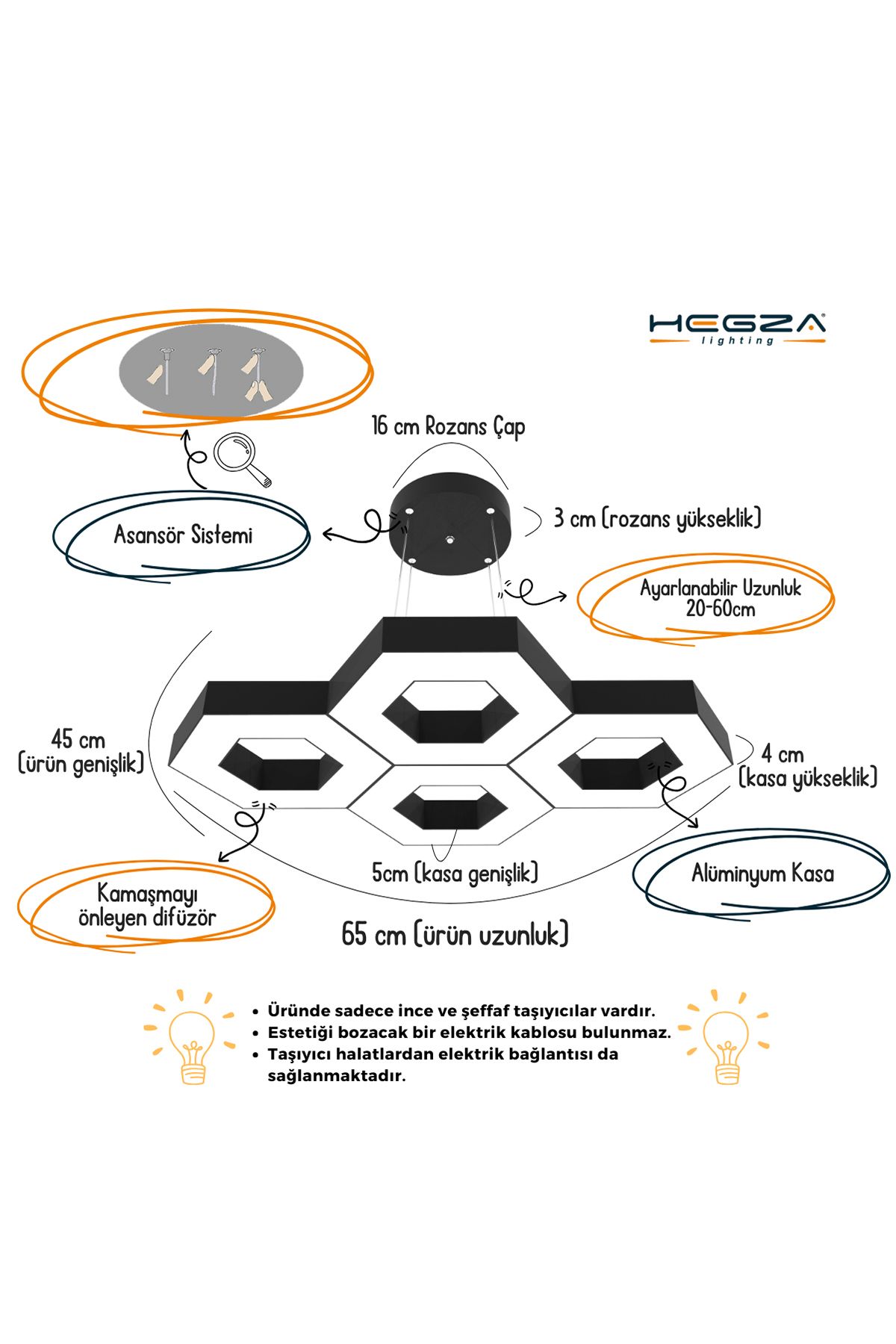 Stella ( Gri Kasa, Doğal Beyaz Işık ) Modern Led Avize, Salon, Mutfak, Antre, Hol, Masa, Sarkıt