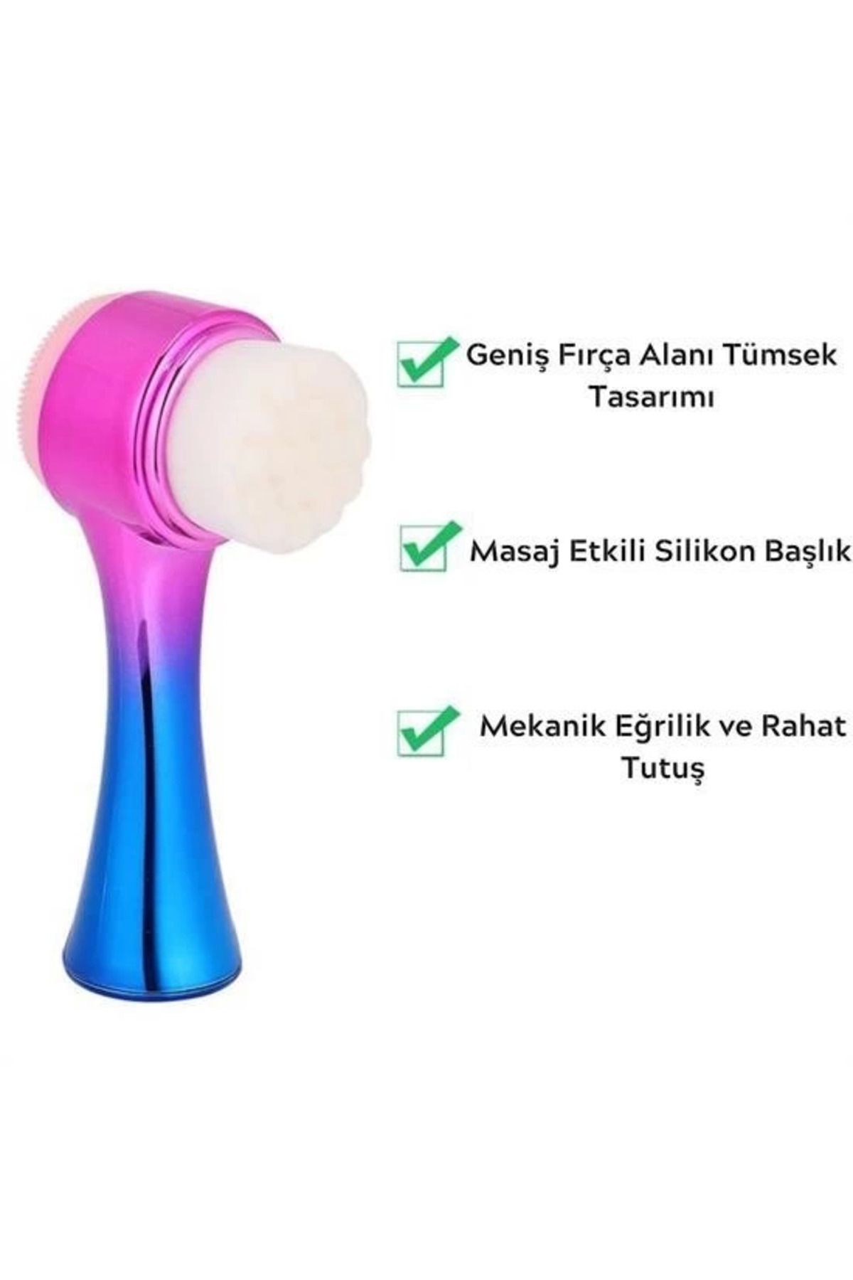 Çift İşlevli Renkli Cilt Yüz Temizleme Fırçası Peeling Masaj Etkili Gözenek Temizleyici A