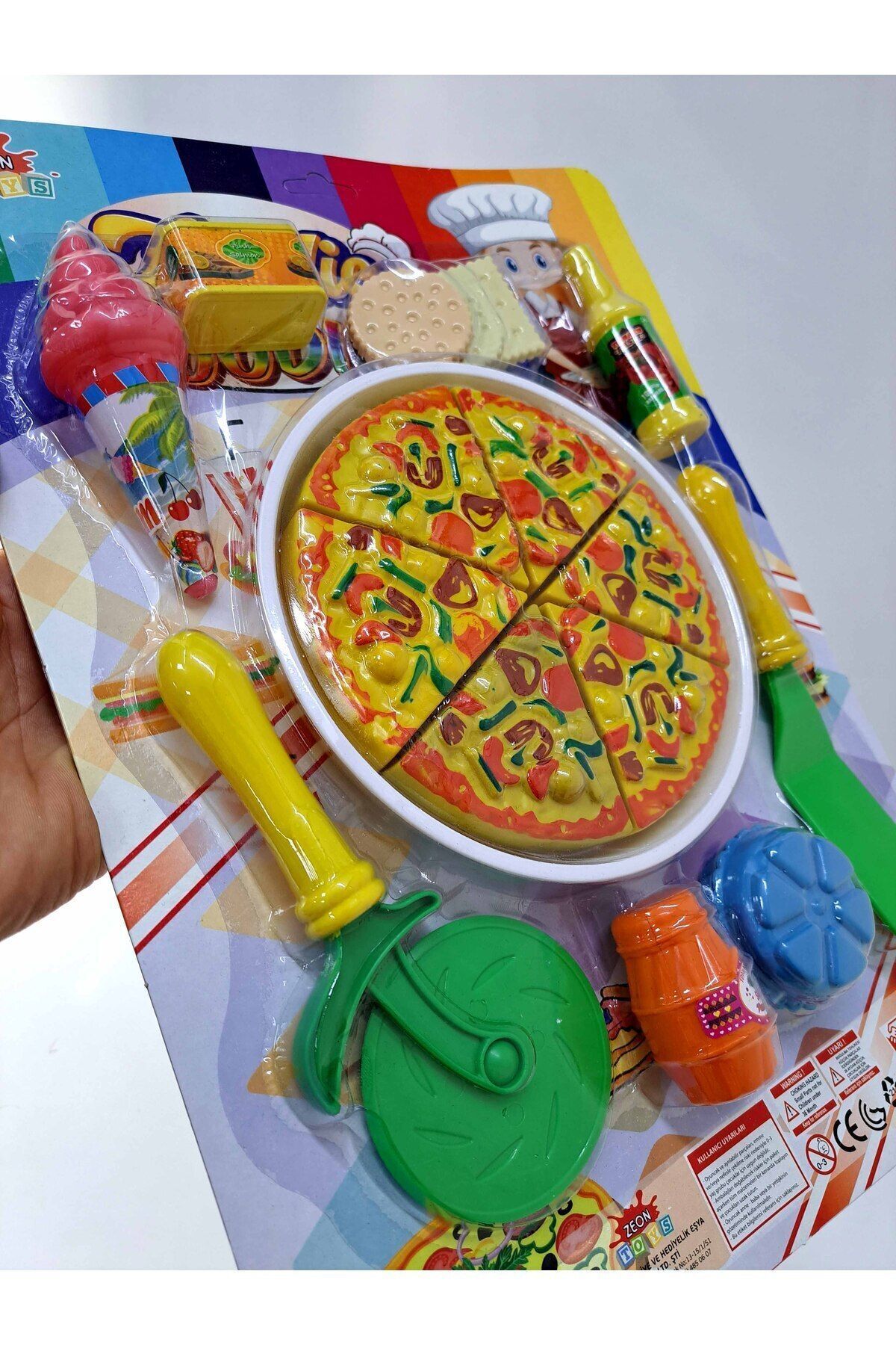 Pizza Set 17 parça Tepsili kesici spatula 6 dilim pizza tuz bisküvi 44x31cm Mutfak Aşçılık Oyuncak