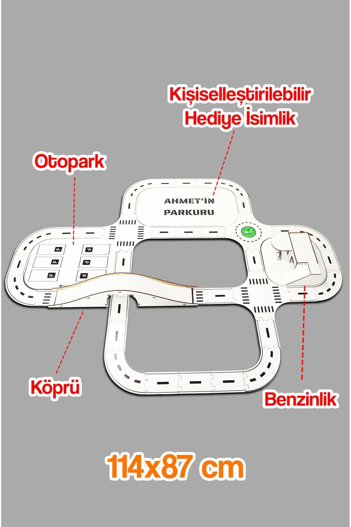 Oyuncak Araba, Araç Parkuru -eğitici Ve Eğlenceli Yol Yapım Ahşap Oyuncak - Yarış Pisti X-LARGE