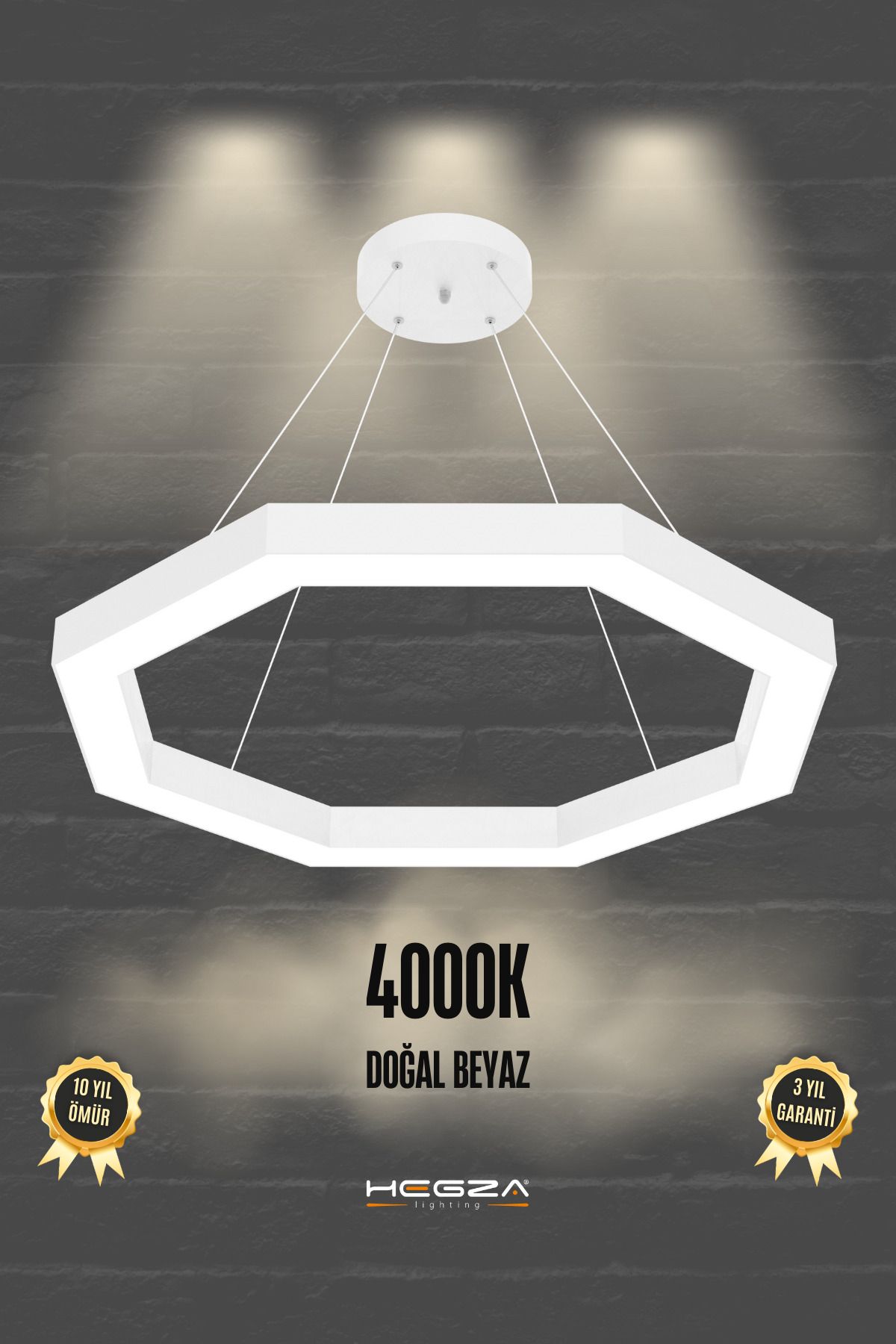 Hegza Lighting Octagon (Beyaz Kasa, Doğal Bey...