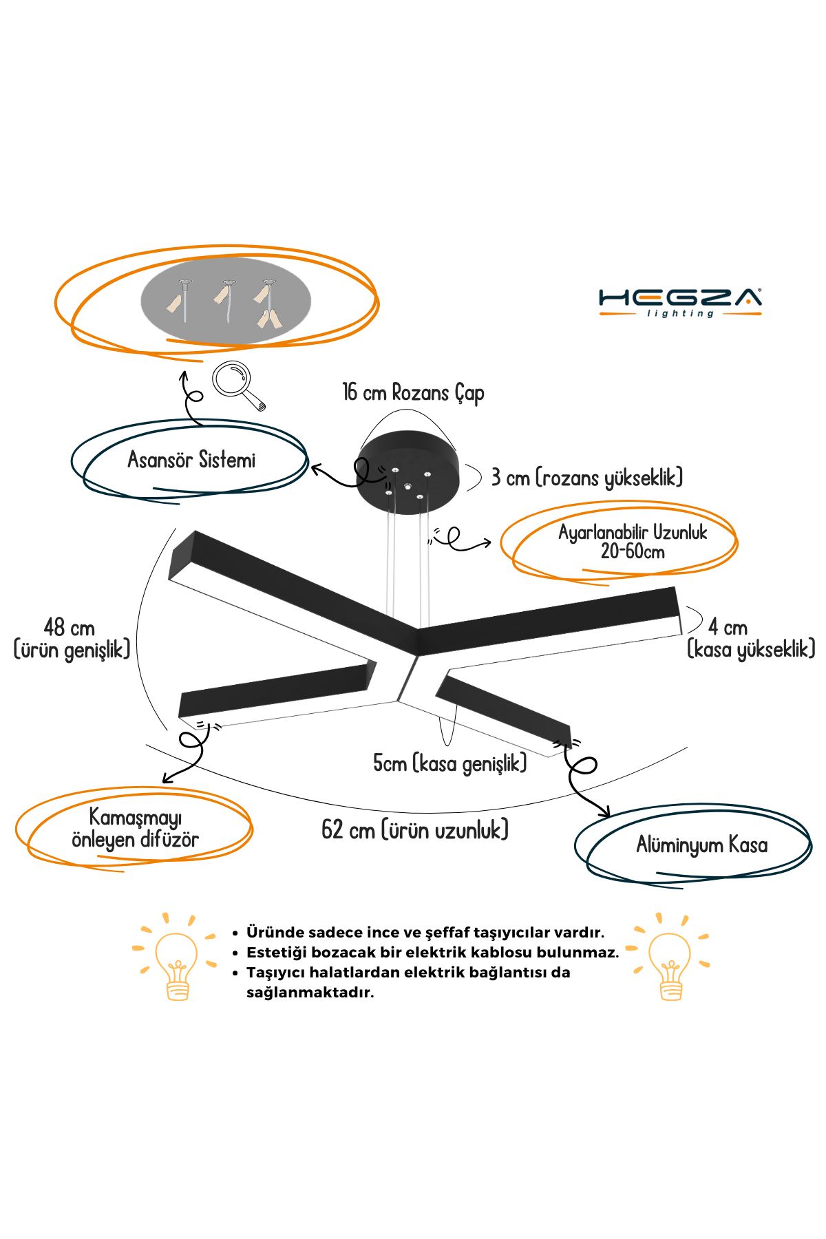 Bambıno ( Beyaz Kasa, Sarı Işık ) Ledli Modern Led Avize, Salon, Mutfak, Antre, Hol, Masa, Sarkıt