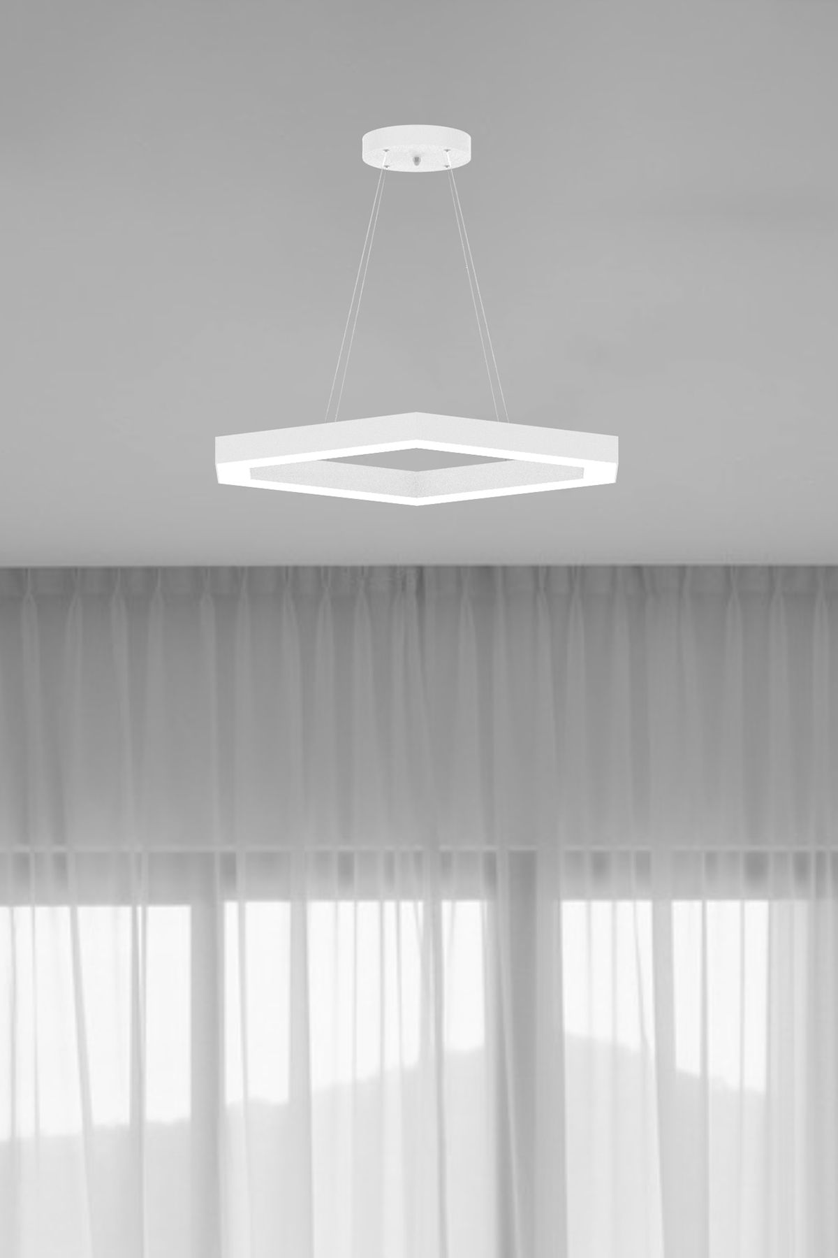 Cometa ( Beyaz Kasa, Doğal Beyaz Işık ) Modern Led Avize, Salon, Mutfak, Antre, Hol, Masa, Sarkıt