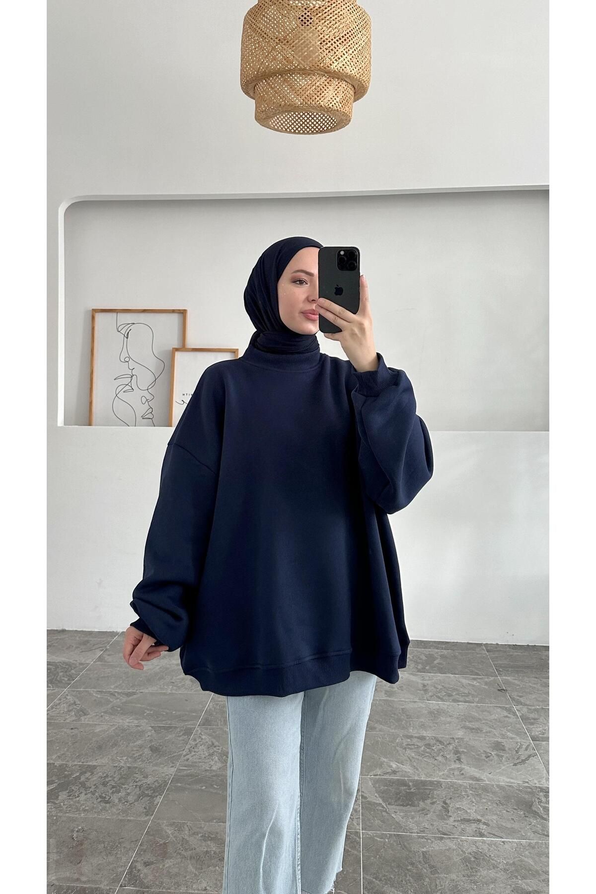 Zeta Şardonlu Lacivert Sweatshirt