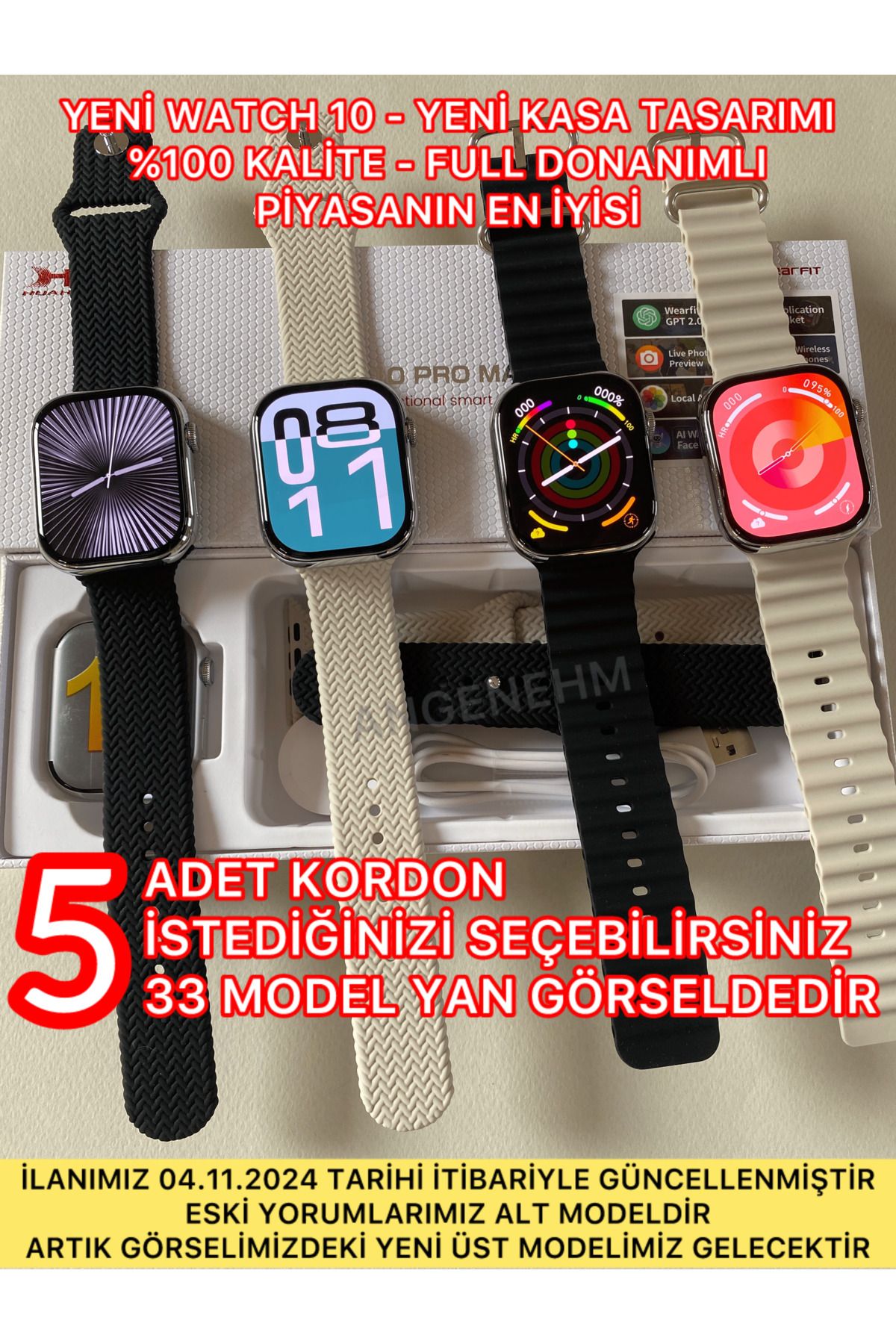 AngenehmYeni Watch 10 Hk10Pro Max (5 KORDON Ö...