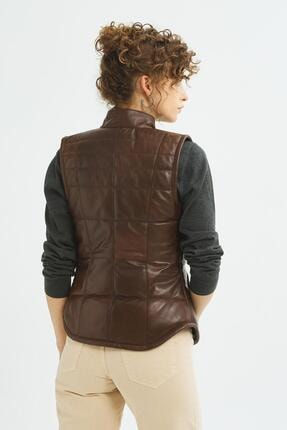 Kadın Jerry Kahverengi Hakiki Deri Yelek Image 3