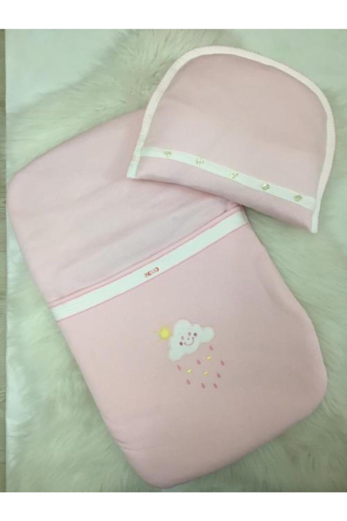Bahar Bebe Kız Bebek Alt Açma Minderi Ve Yastık Set Pembe