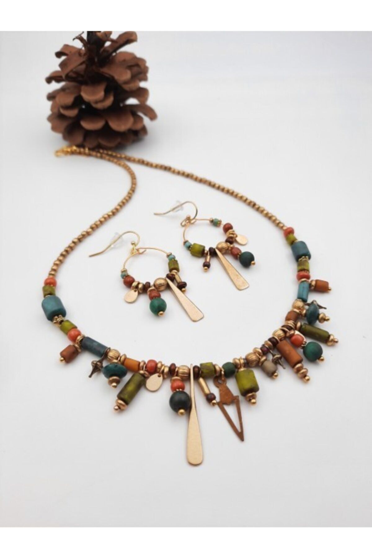 takitokaciniz Otantik Kolye Küpe Set