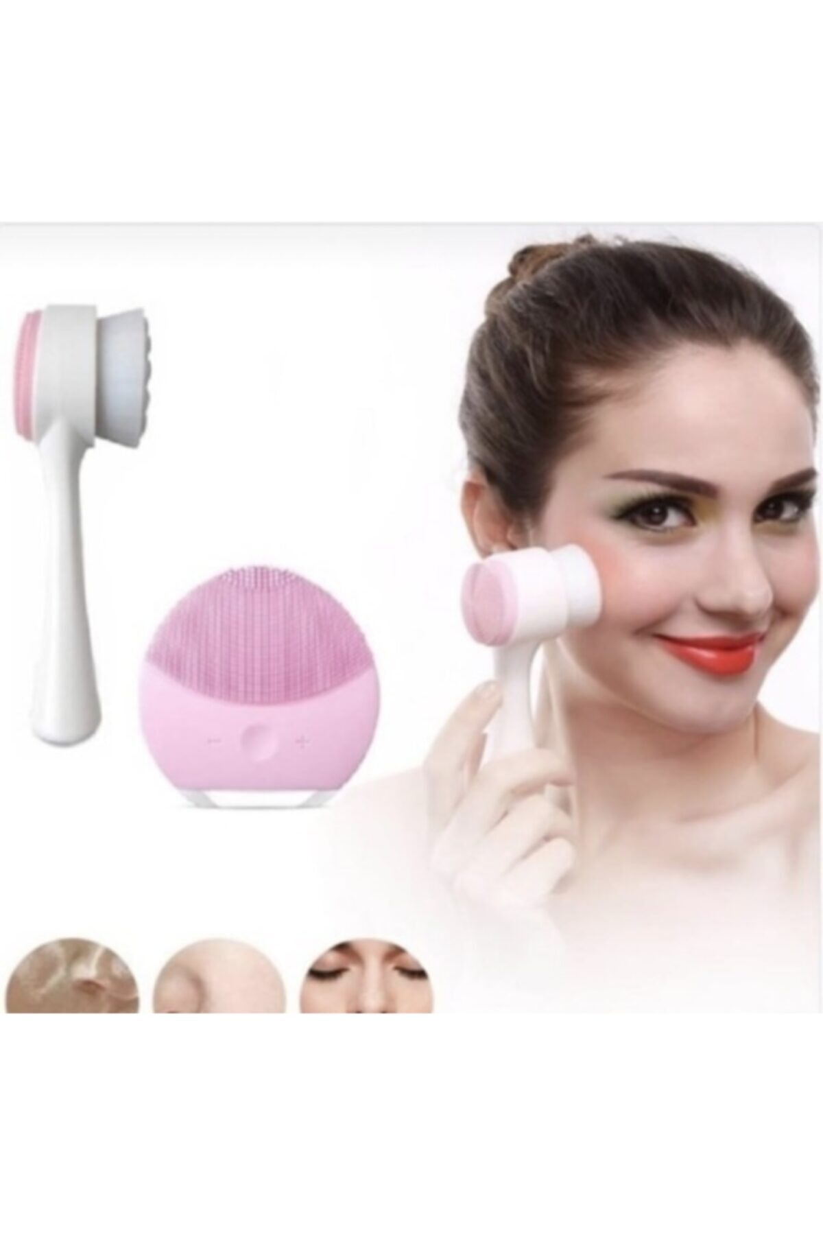 Lusso Cosmetics Şarz Edilebilir Yüz Temizleme Cihazı + Cilt Temizleme Fırçası