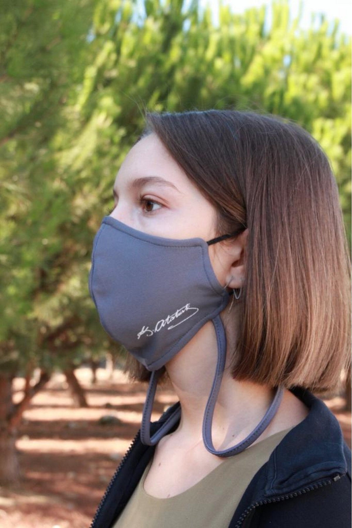 OCT HOME Çift Katlı Boyun Askılı Baskılı Yıkanabilir Bez Maske