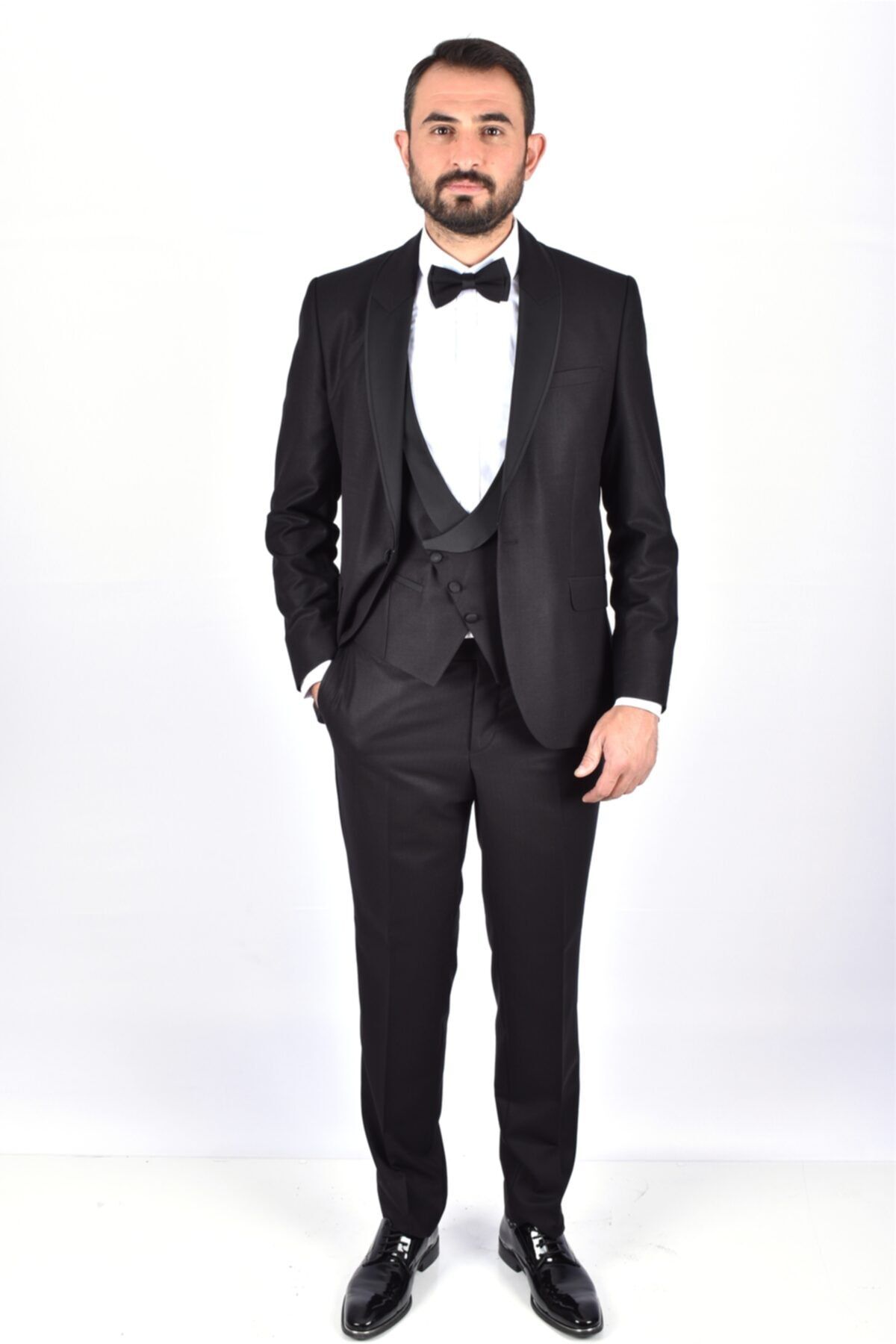 CLISHE Erkek Siyah Clishe Slim Fit 6 Drop Yelekli Damatlık