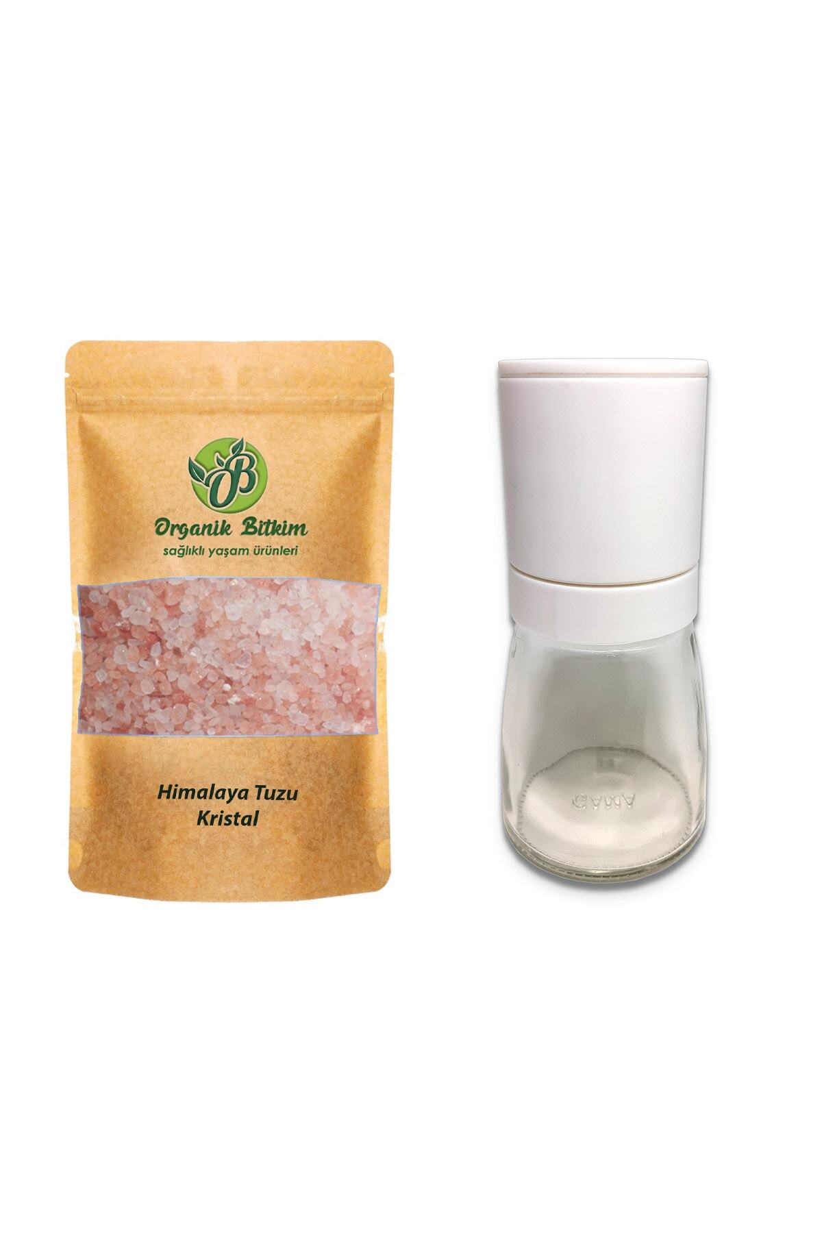 Organik Bitkim 2 Kg Himalaya Tuzu Kristal + 2 Adet Cam Değirmen Porselen Bıçaklı