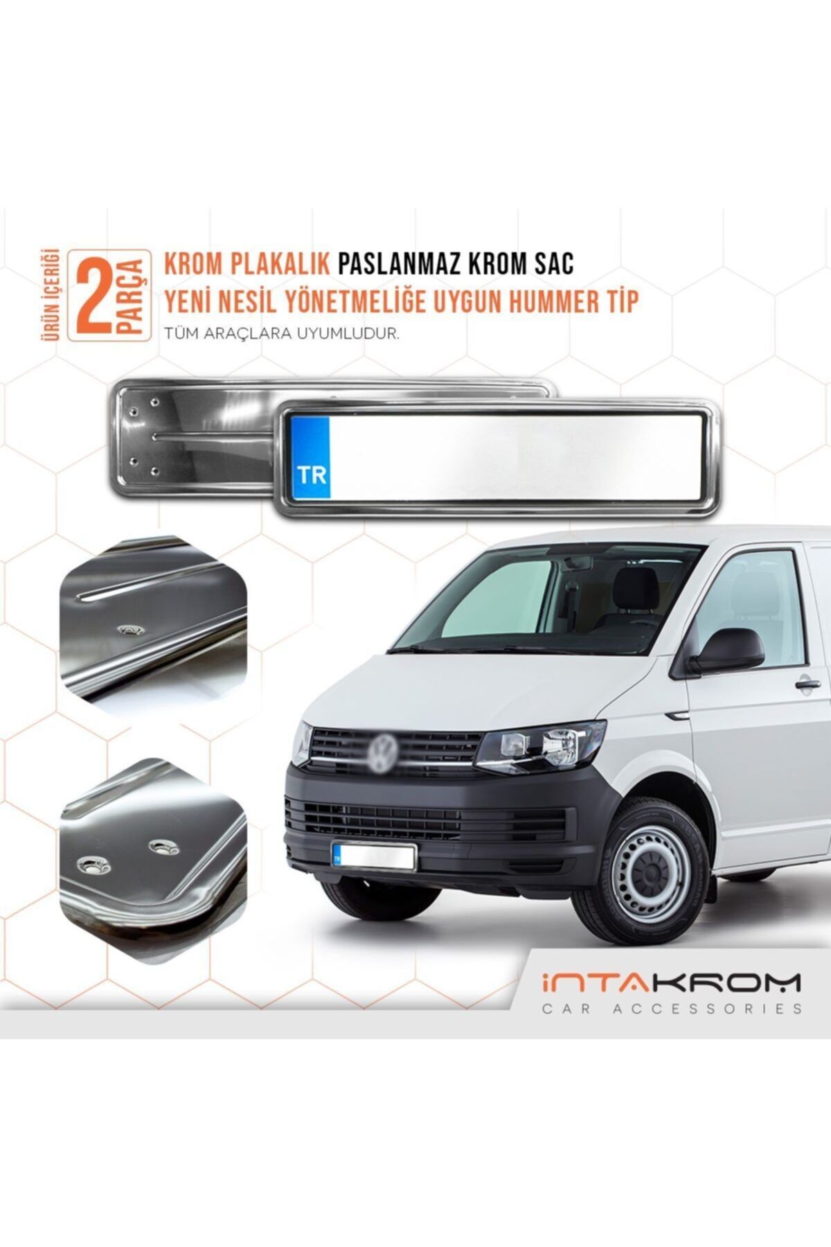 İntachrom Volkswagen Transporter Krom Plakalık - Hummer Tip 2 Adet