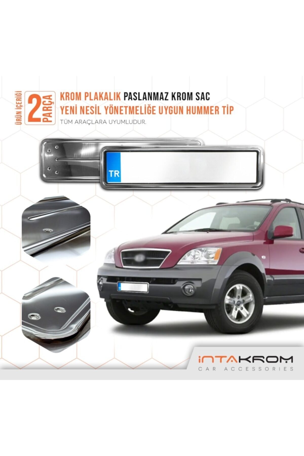 İntachrom Kia Sorento Krom Plakalık - Hummer Tip 2 Adet