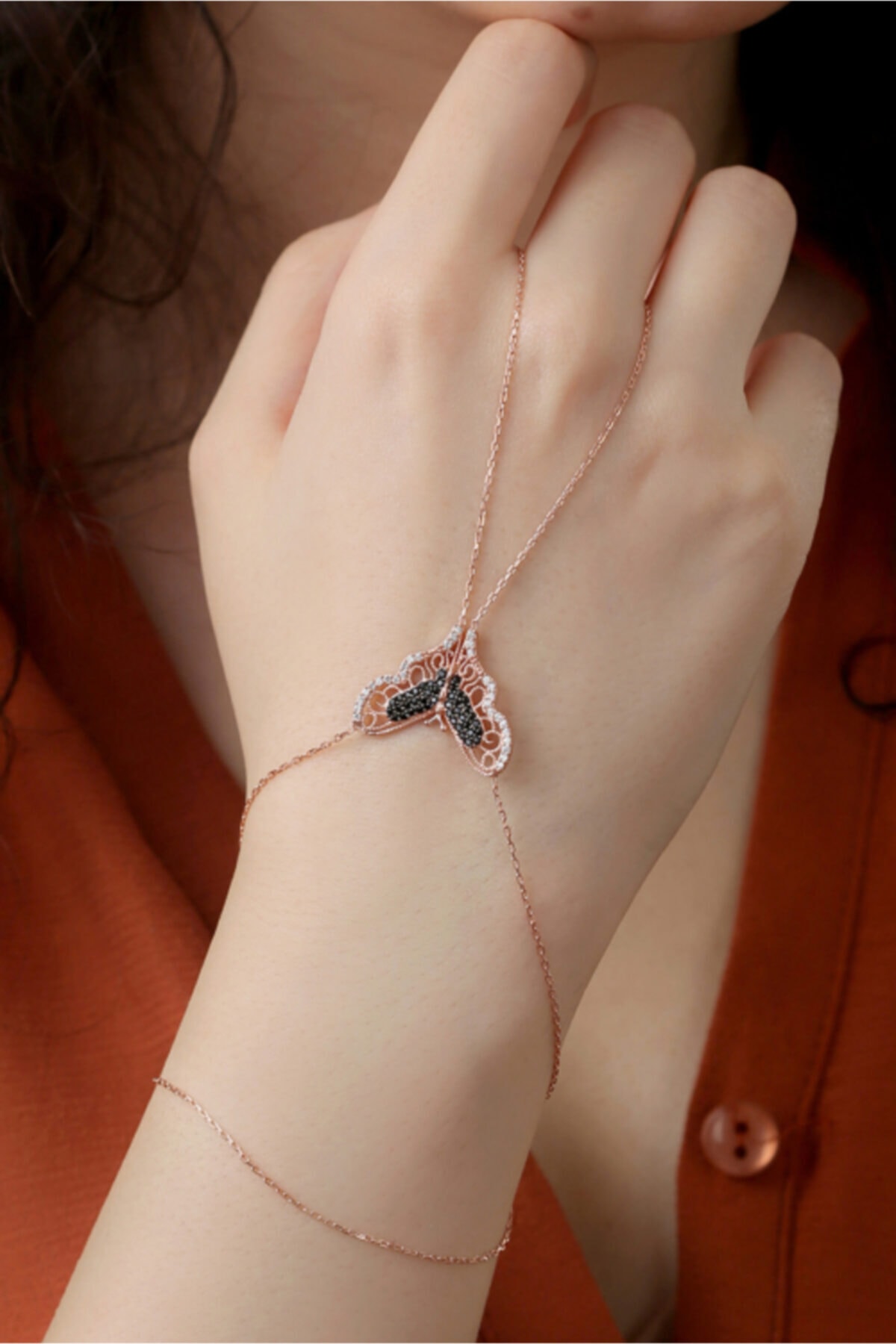 Tubiss Takı Kadın Pembe Kelebek Gümüş Şahmeran