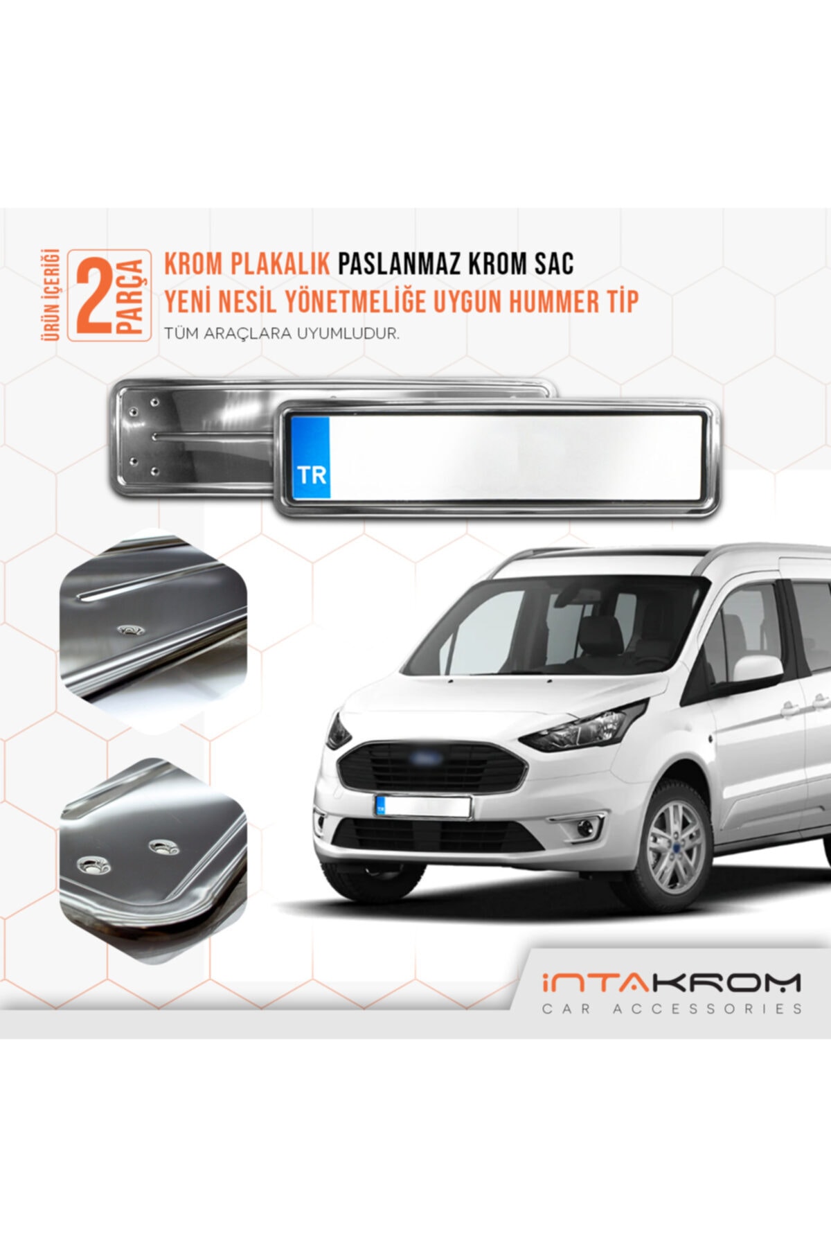 İntachrom Ford Transit Krom Plakalık - Hummer Tip 2 Adet