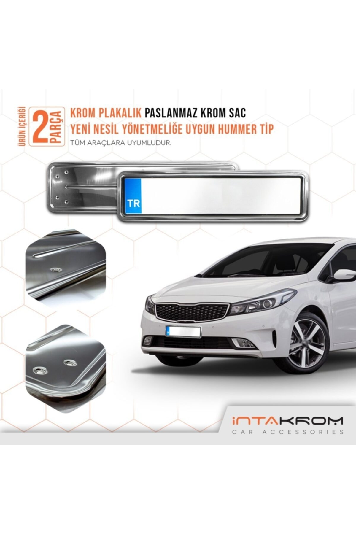 İntachrom Kia Cerato Krom Plakalık - Hummer Tip 2 Adet