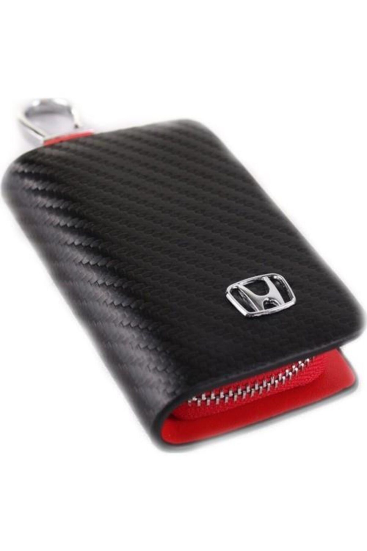 Carmaniaks Honda Uyumlu Karbon Desenli Gerçek Deri Cüzdan Anahtarlık Crmx55473