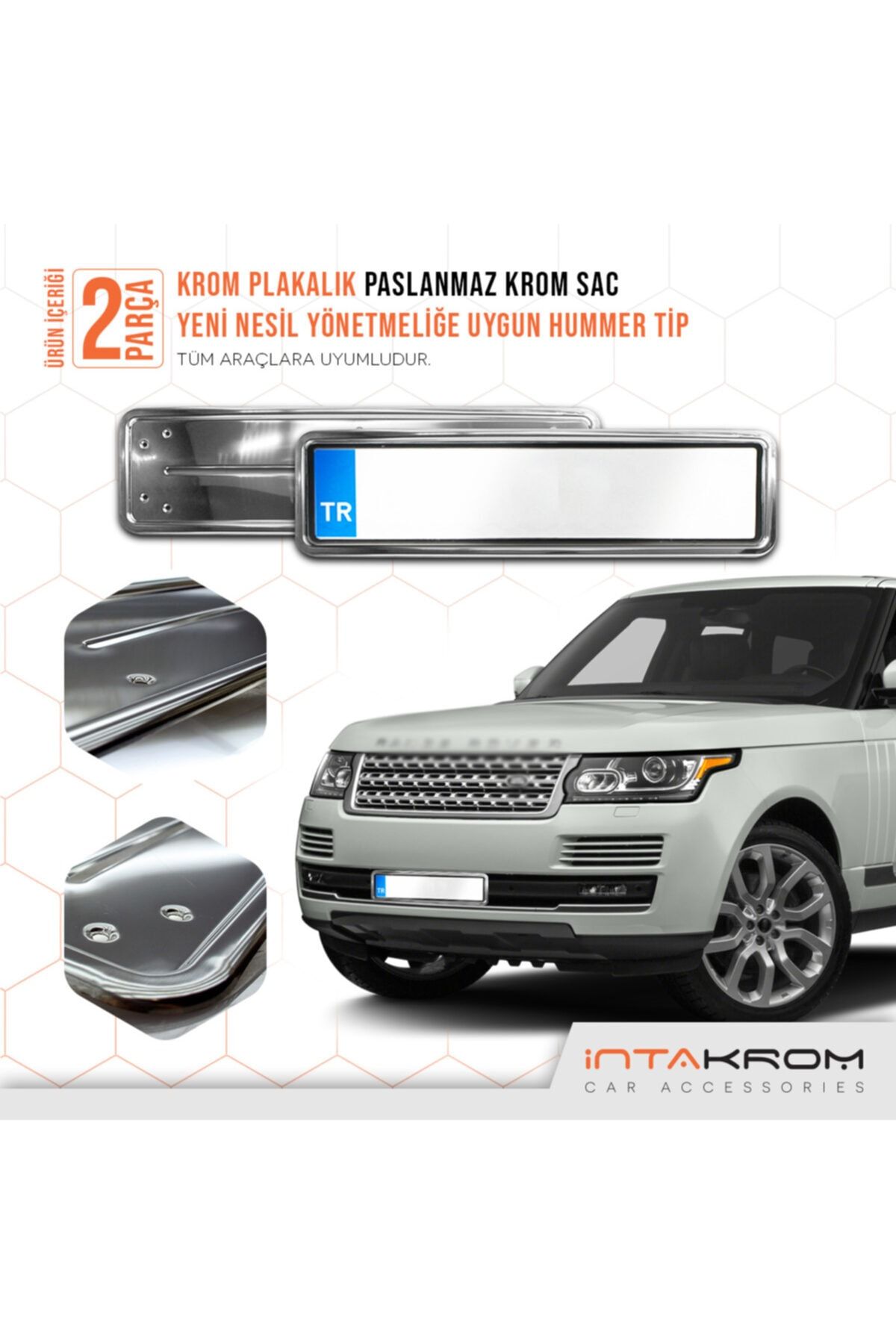 İntachrom Range Rover Krom Plakalık - Hummer Tip 2 Adet