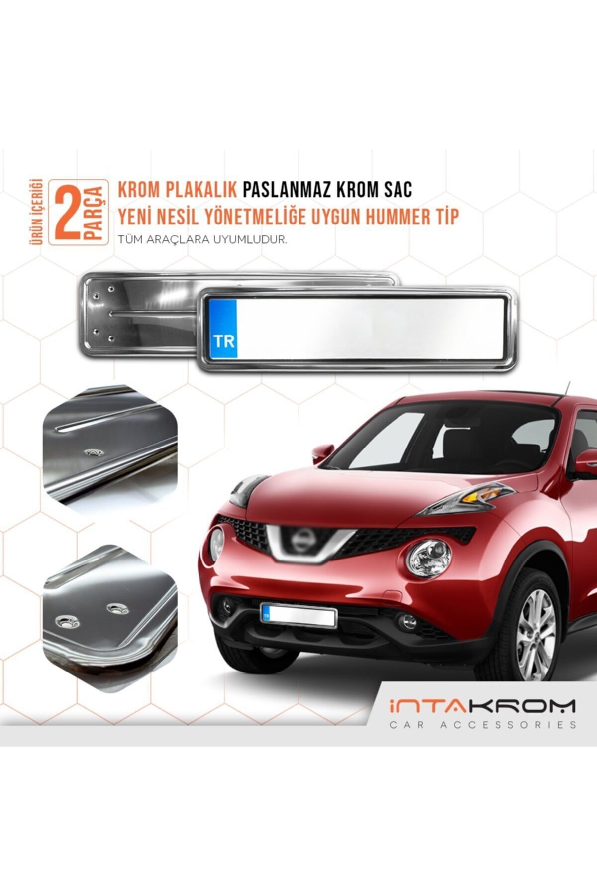 İntachrom Nissan Juke Krom Plakalık - Hummer Tip 2 Adet