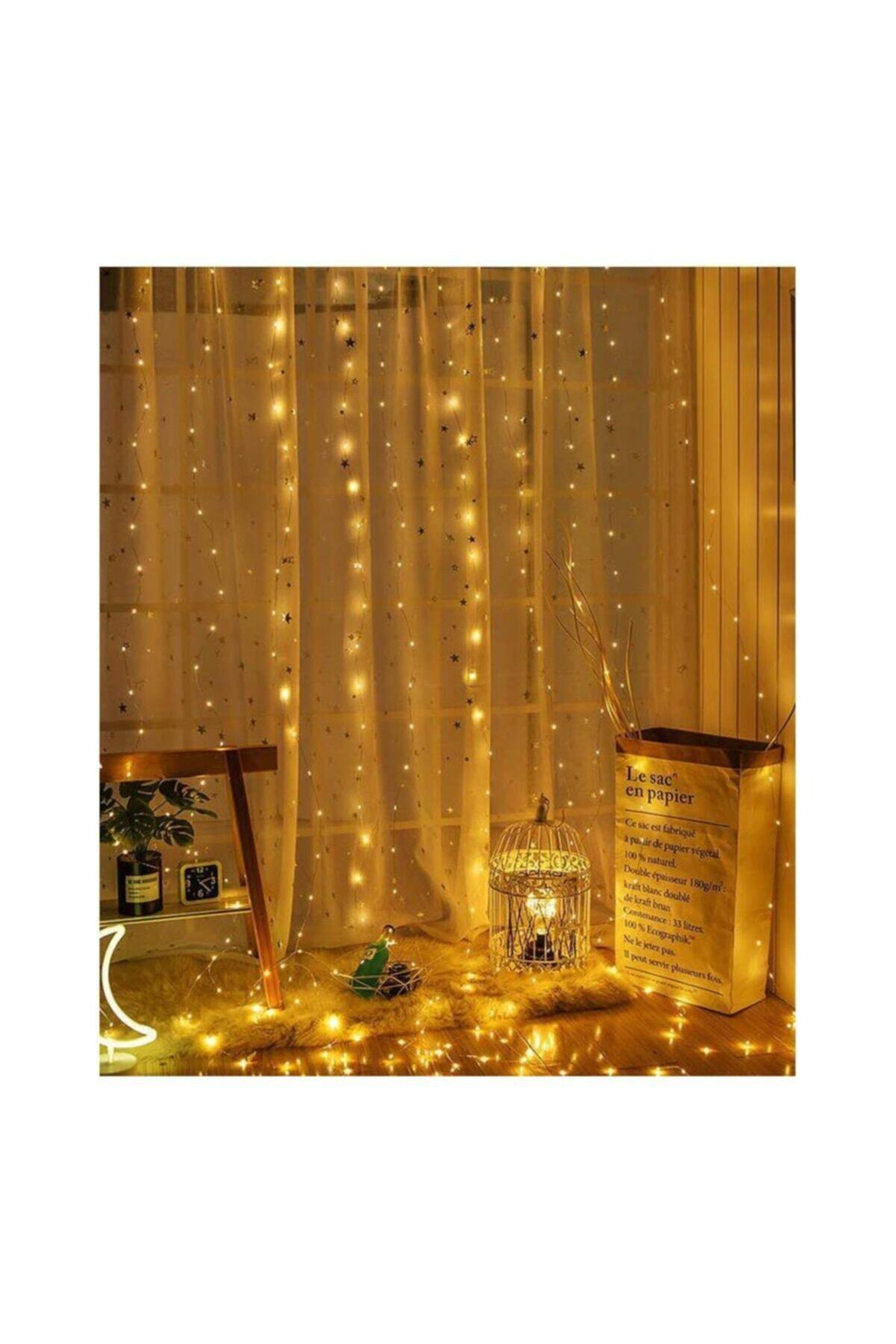 cajuart 2x2 metre gunisigi renk perde peri tel led isik pilli dekoratif aydinlatma fiyati yorumlari trendyol