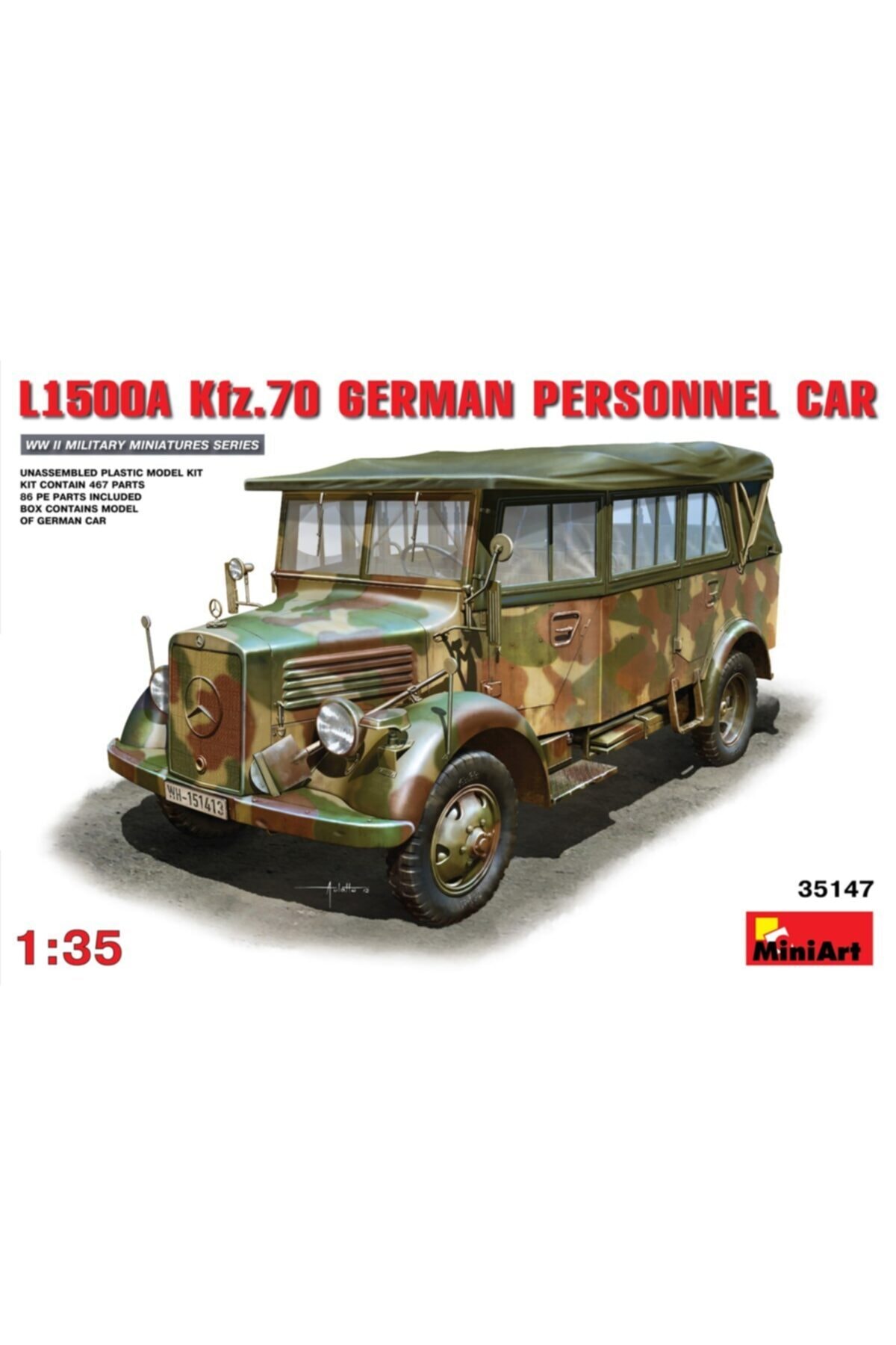 MiniArt Mercedes Benz Personel Aracı Maketi L1500a Kfz 70