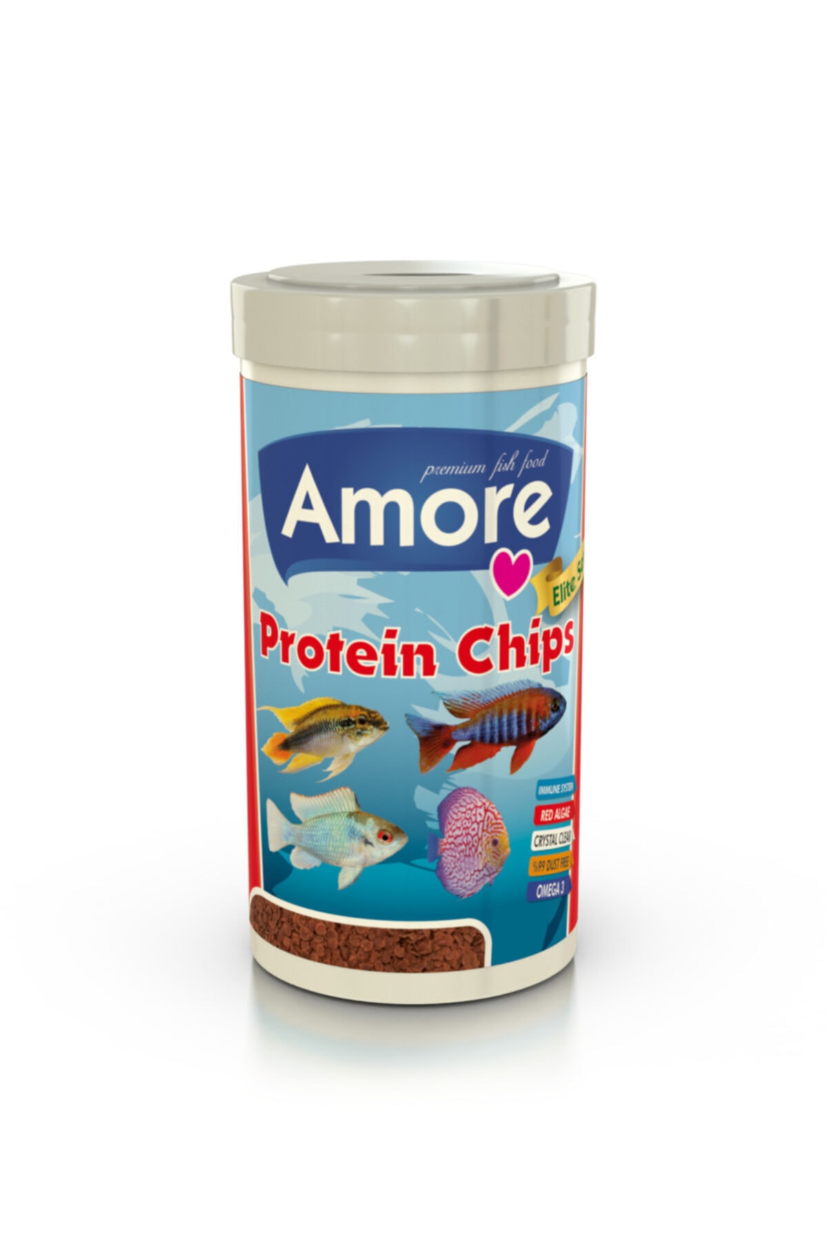 AMORE Elite Protein Chips Malawi Cichlid 1000ml Immune Protect Omega-3 Pro Crisps Ciklet Balık Yemi