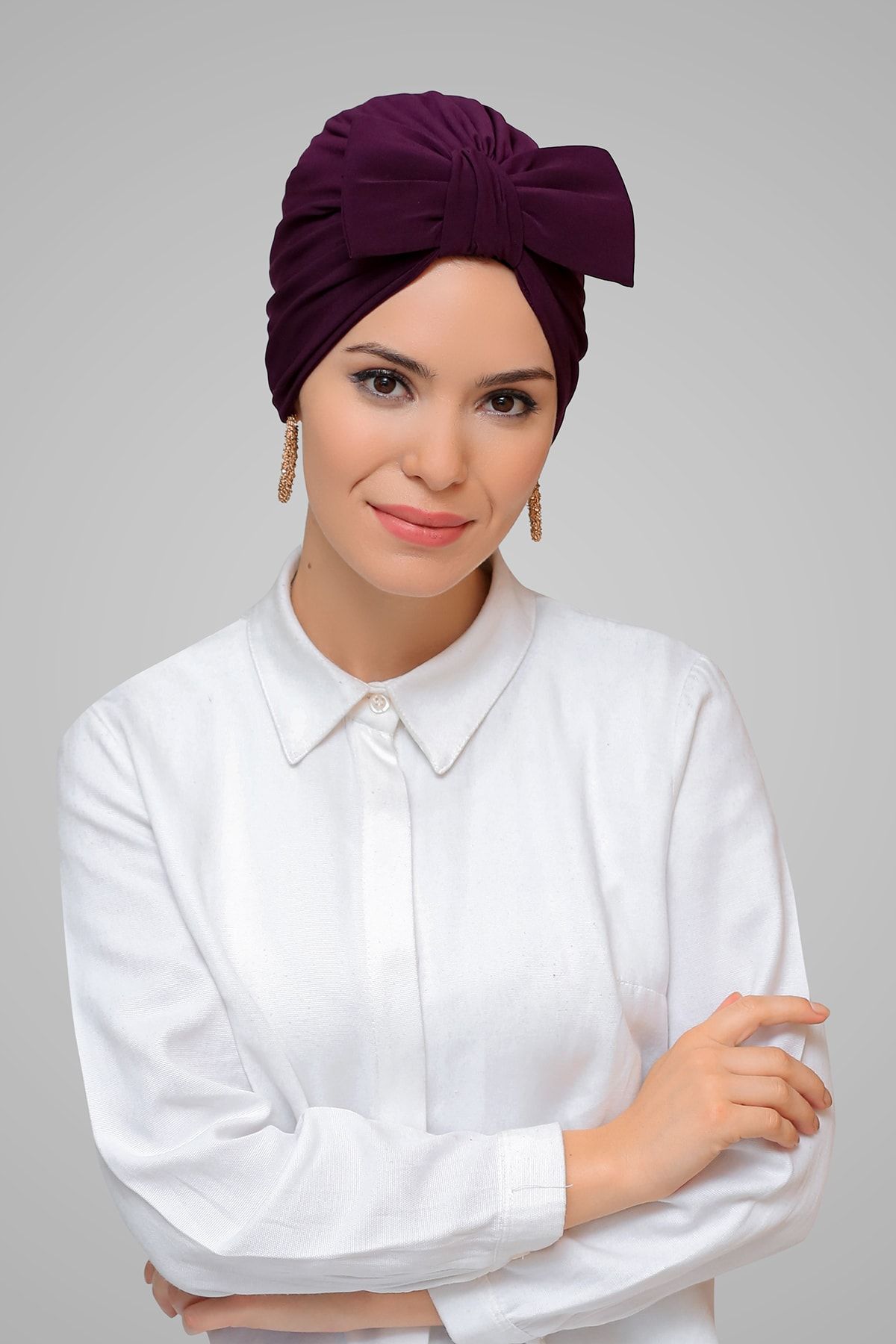 HÜRREM BONE Kadın Mürdüm Fiyonklu Bone
