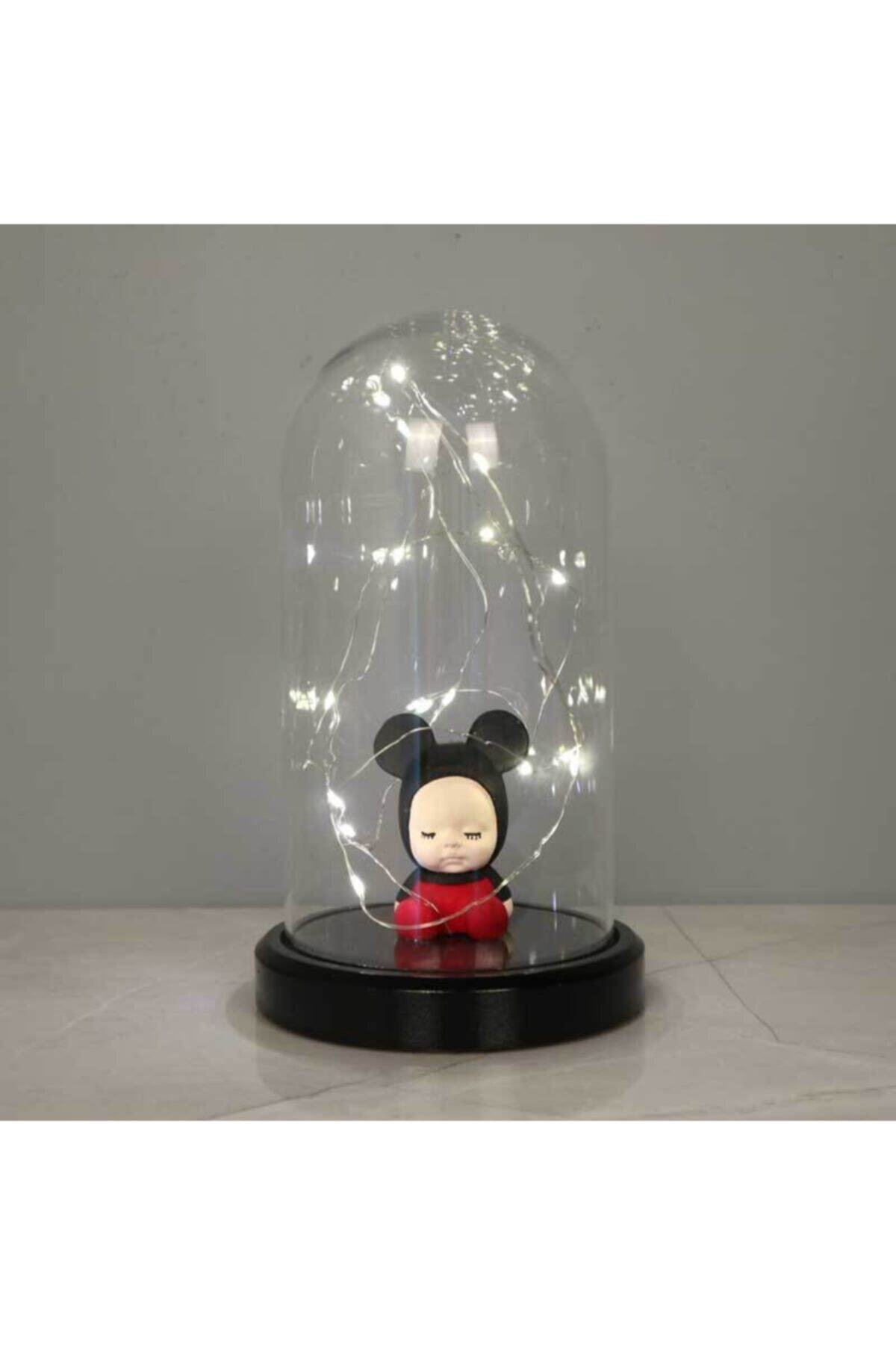 BYLAMP Işıklı Cam Fanus Mickey Bebek Figürlü Lamba