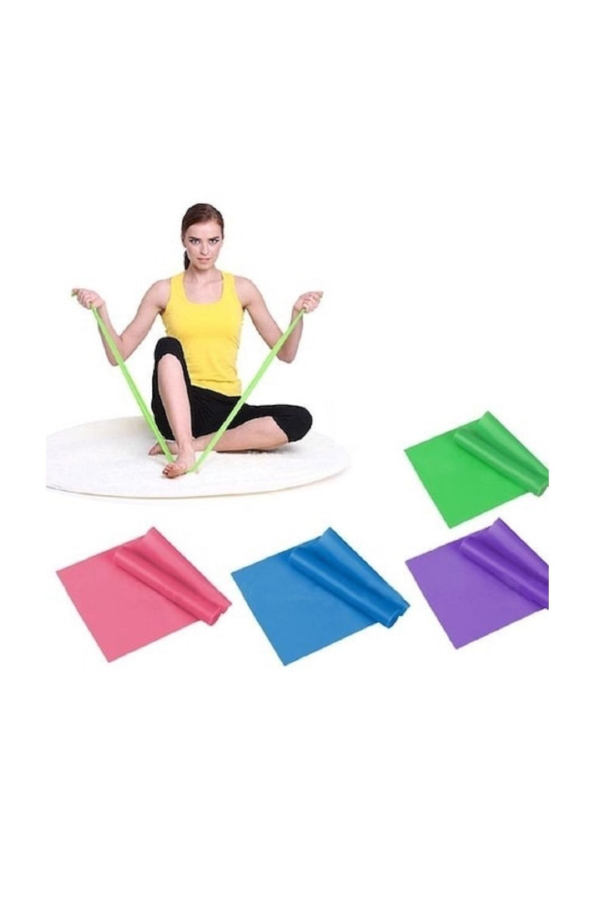 esmelen Pilates Bandı Egzersiz Lastiği Yoga Bandı Sırt Kalça Bacaklar Kolları Çalıştırma Spor Bandı