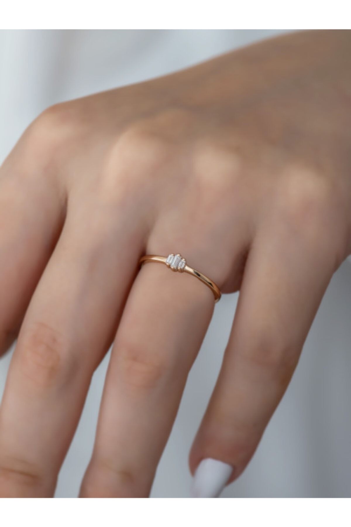 Taşbeyi jewellery Pırlanta Bagetli Minimal Tria Yüzük