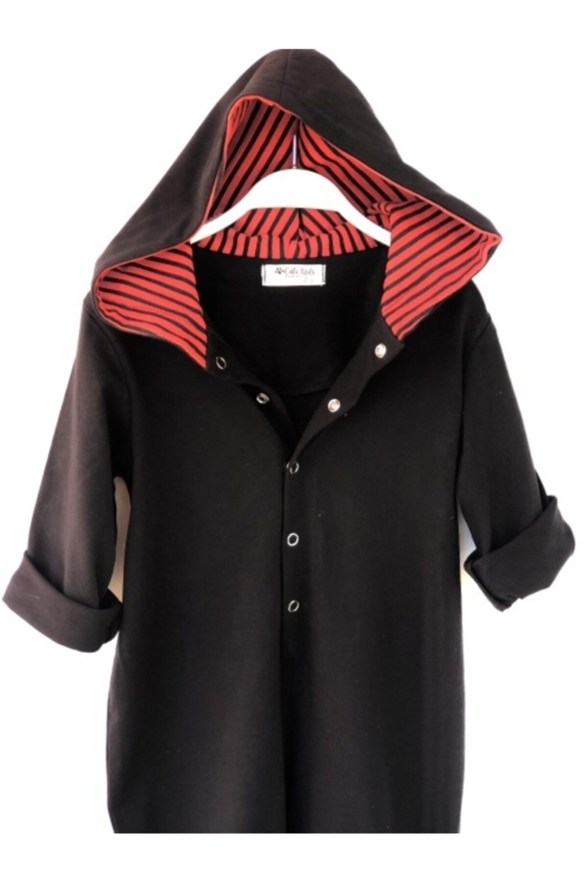 Black hooded jumpsuit top