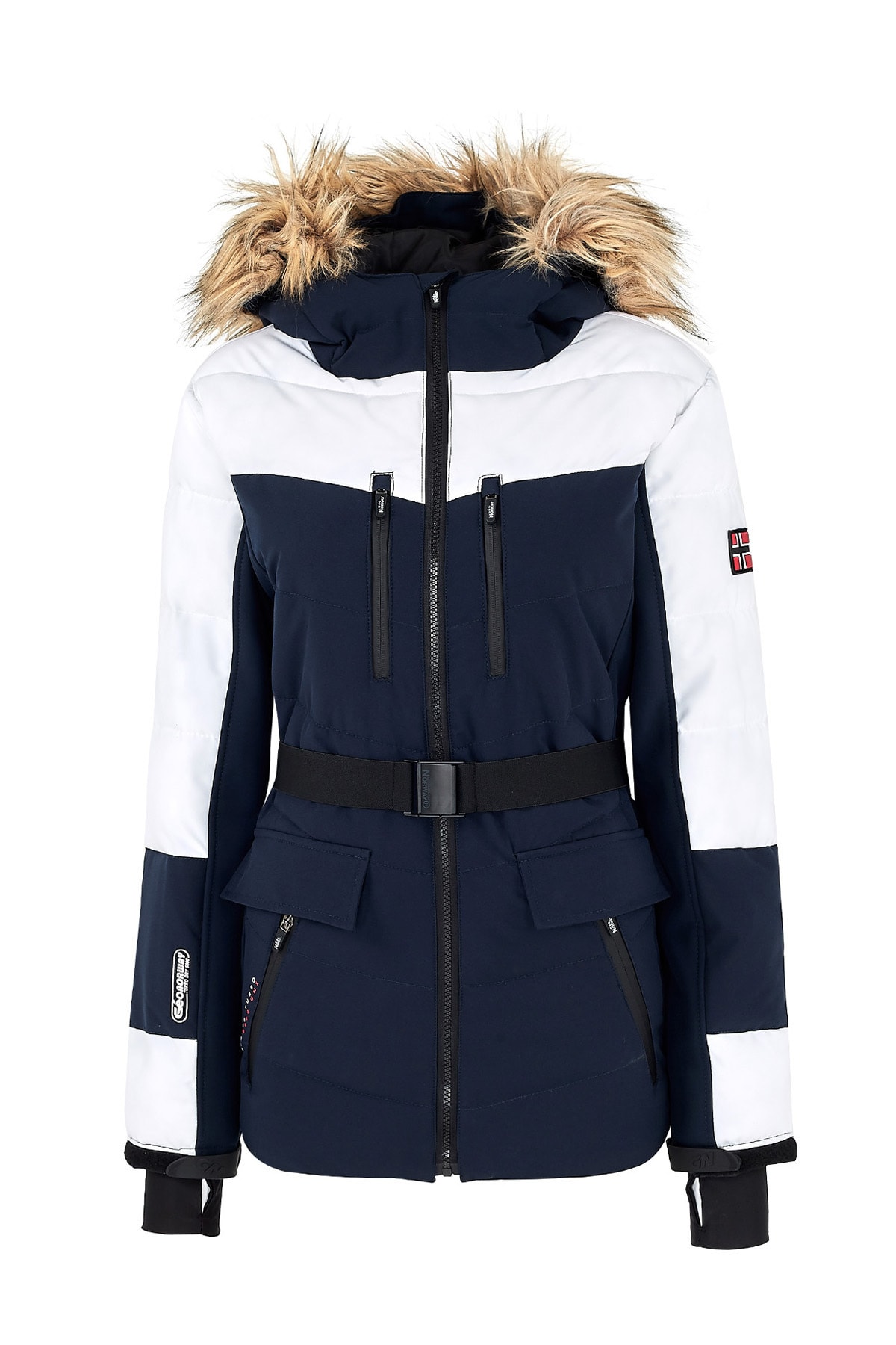 Norway Geographical Kadın Lacivert Beyaz Kapişonlu Parka