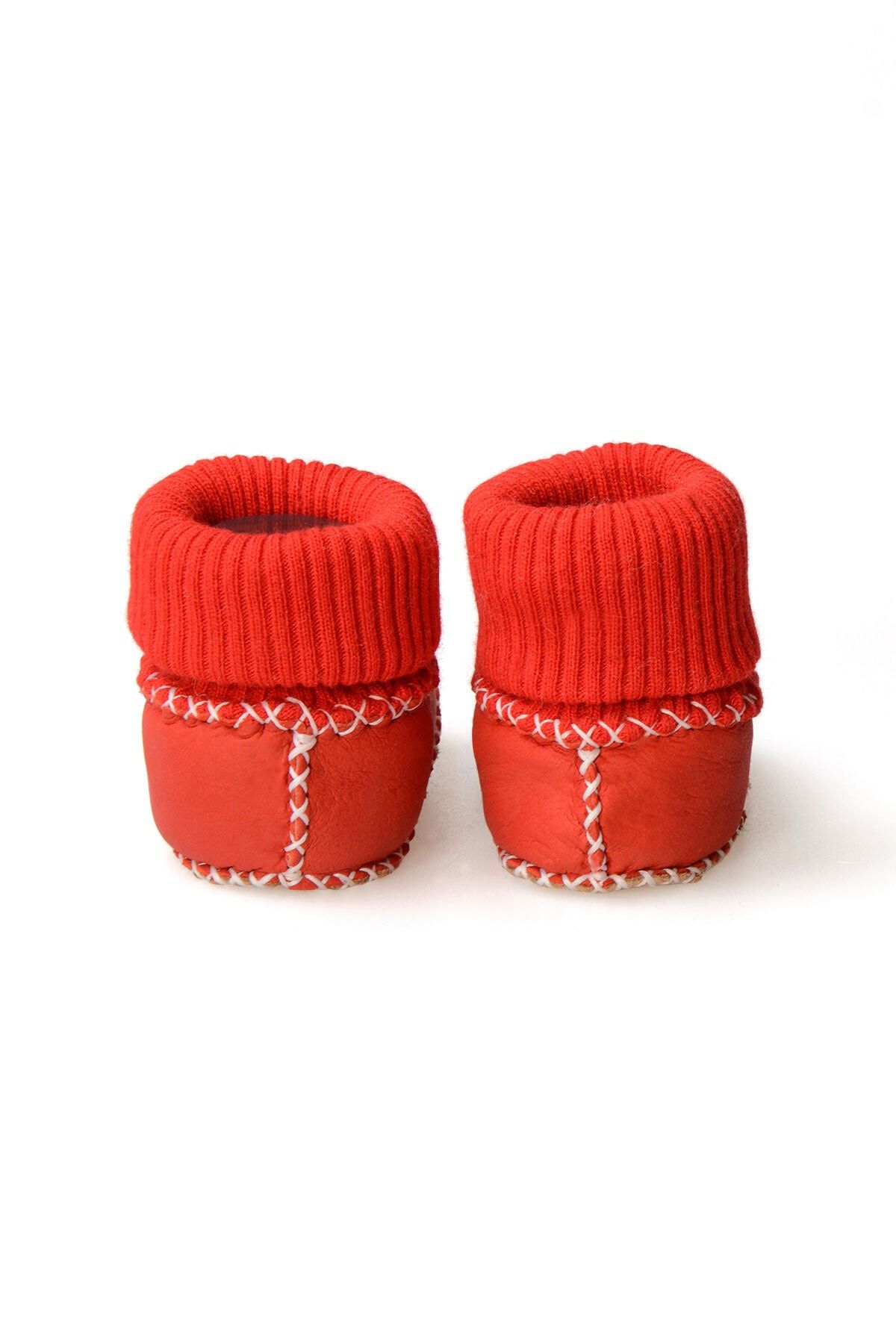 Kırmızı Kürklü Çoraplı Bebek Patiği 141107