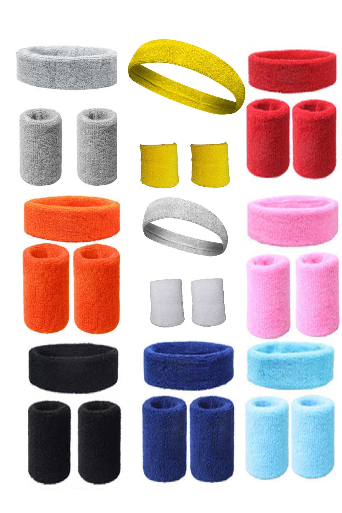 beng Yoga Fıtness Sporcu Havlu Kafa Bandı Ve Çift Bileklik 9 Renk Ve 9 Takım