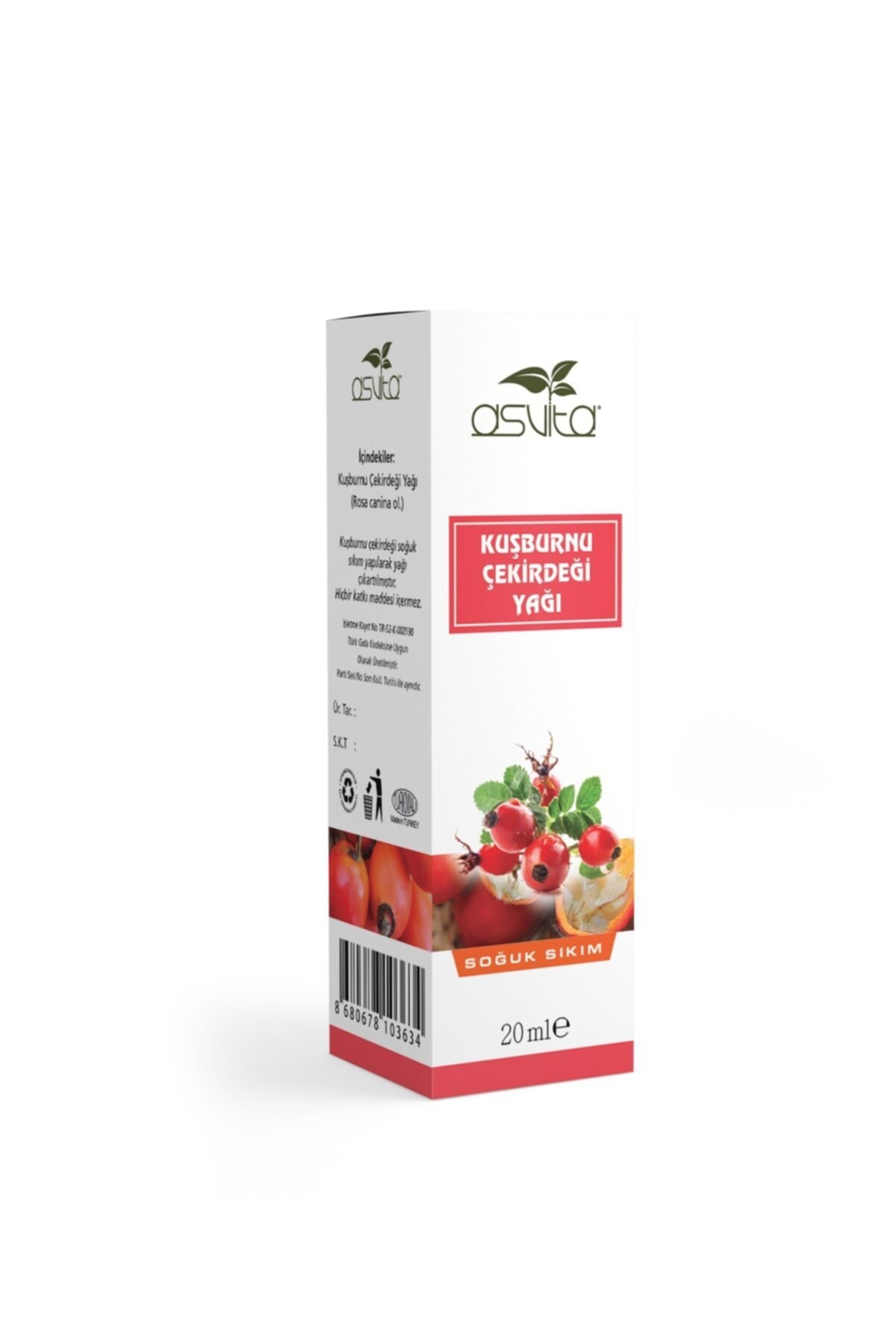 ASVİTA Kuşburnu Çekirdeği YağıKatkısız Soğuk Sıkım 20 ml