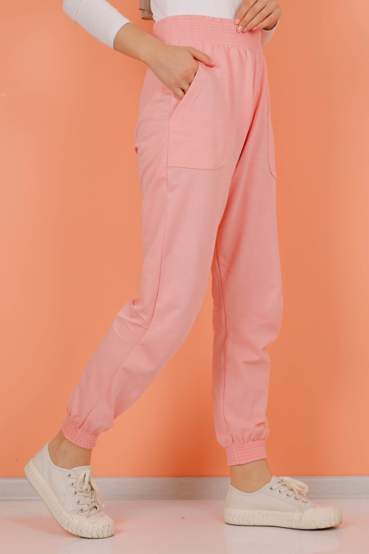 İmajButik Beli Büzgülü Paça Lastikli Esofman-pudra