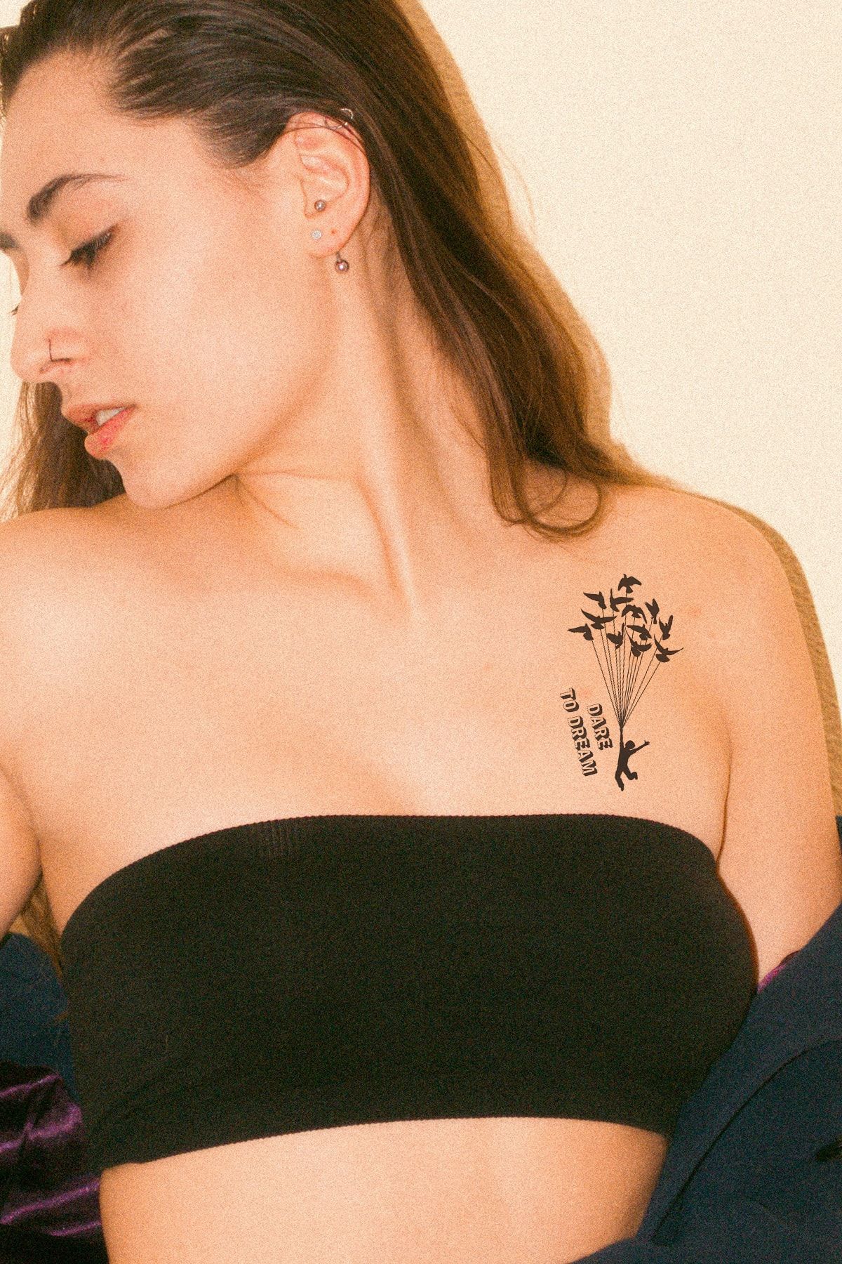 TAKIŞTIR Dare To Dream Yazılı Geçici Mini Dövme Tattoo
