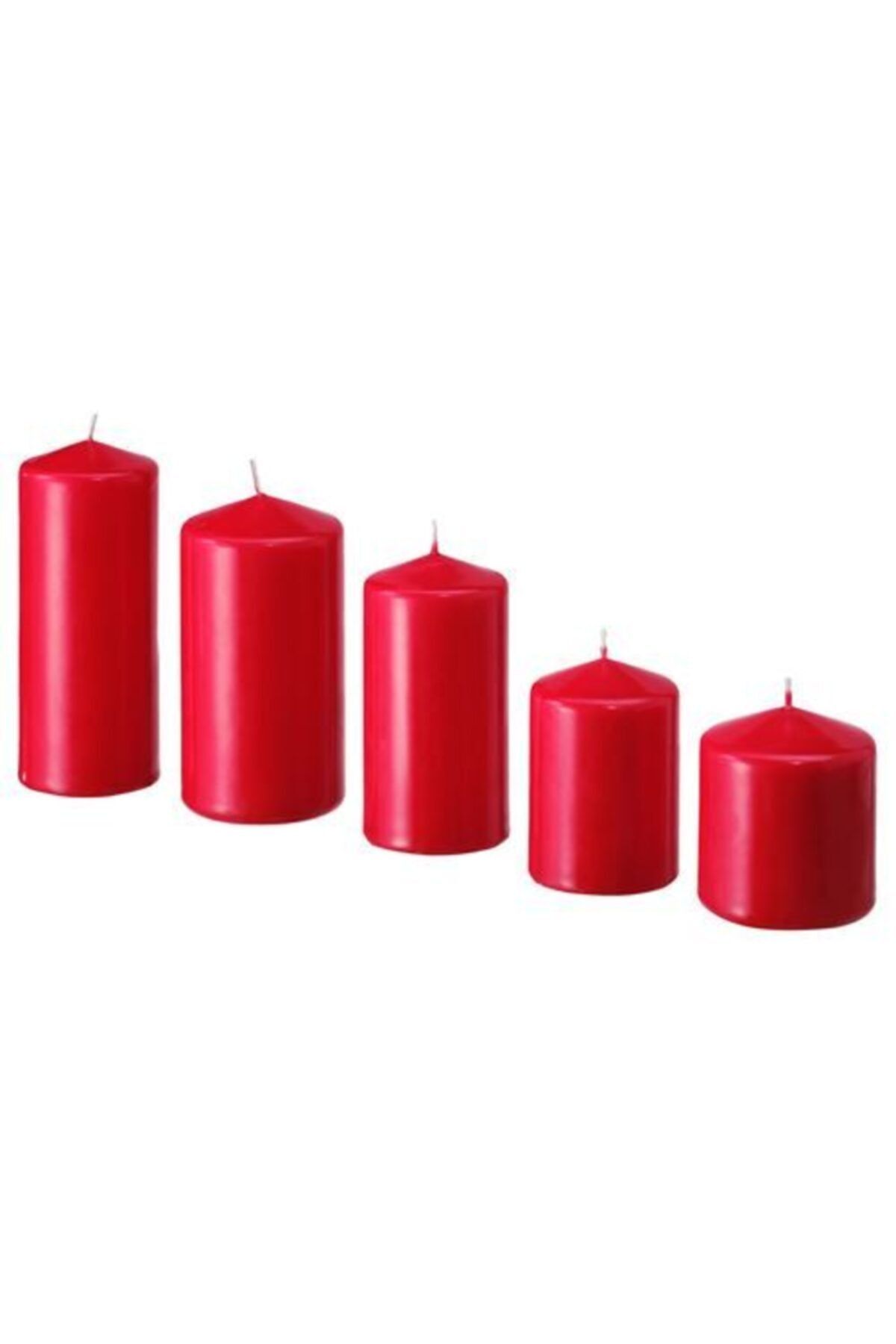 ikea blok kirmizi mum 5li set meridyendukkan ev dekorasyonu fiyati yorumlari trendyol