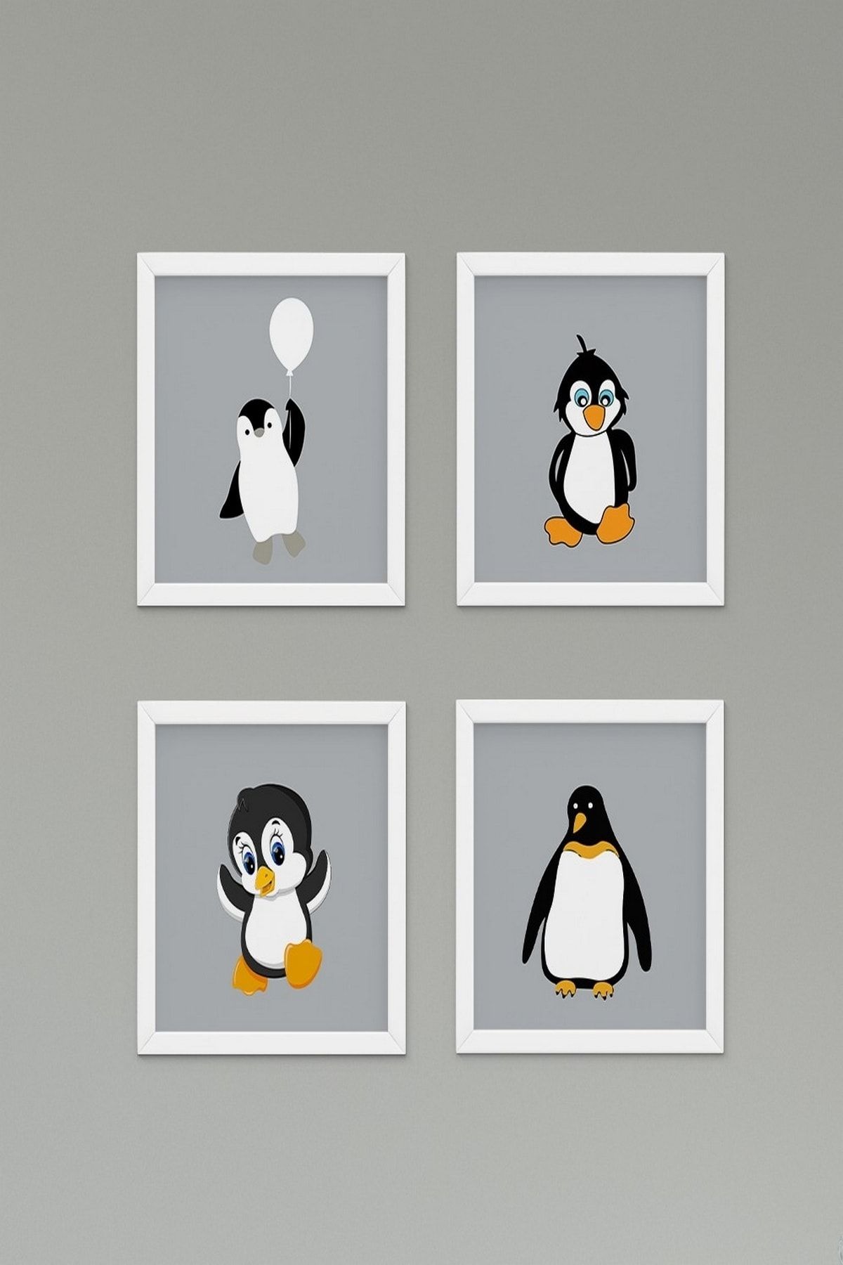CİCİ TASARIM ÜRÜNLERİ 4lü Penguen,uçan Balon,yıldız Çocuk Bebek Odası Duvar Tablo