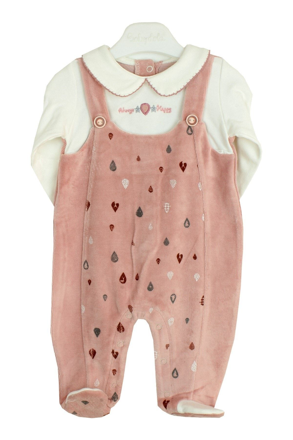 Babydola Kız Bebek Kadife Dokulu Salopet&sweat 2'li Takım